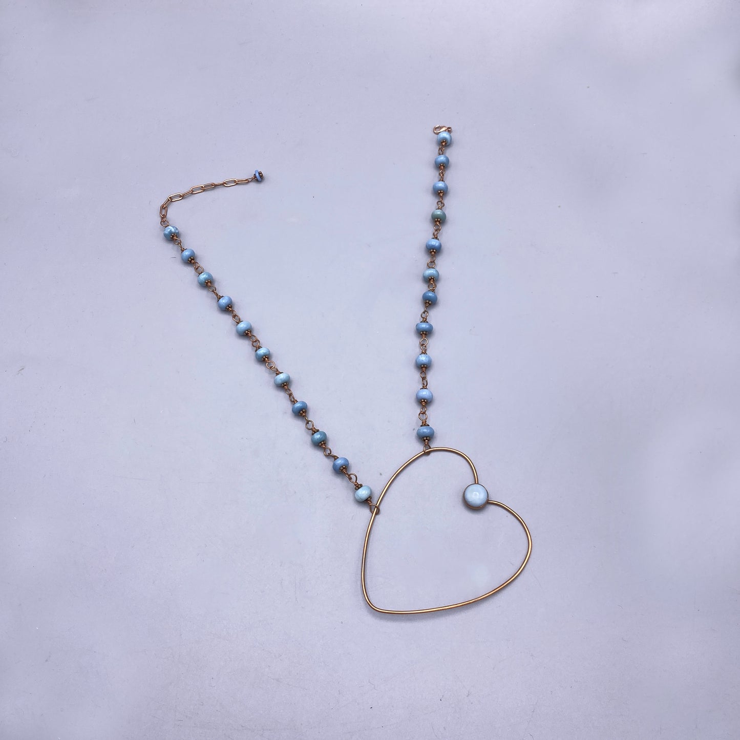 Blue Opal and Copper Heart Necklace