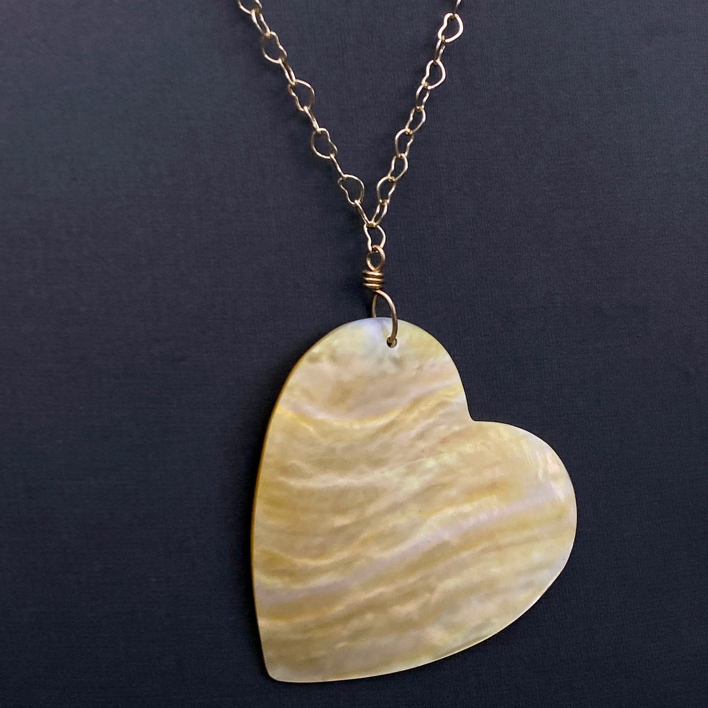 Large Mother of Pearl Heart Necklace