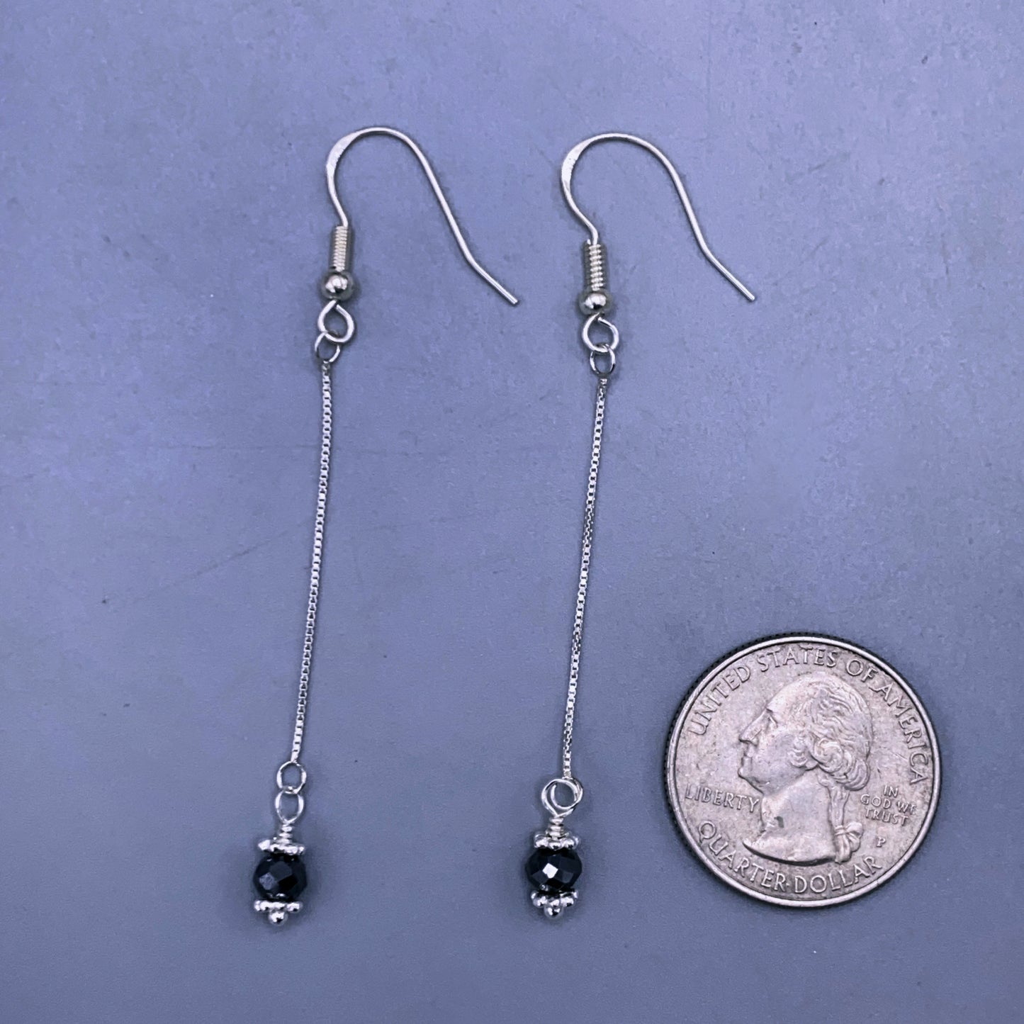 Sterling Silver and Black Diamond Dangle Earrings