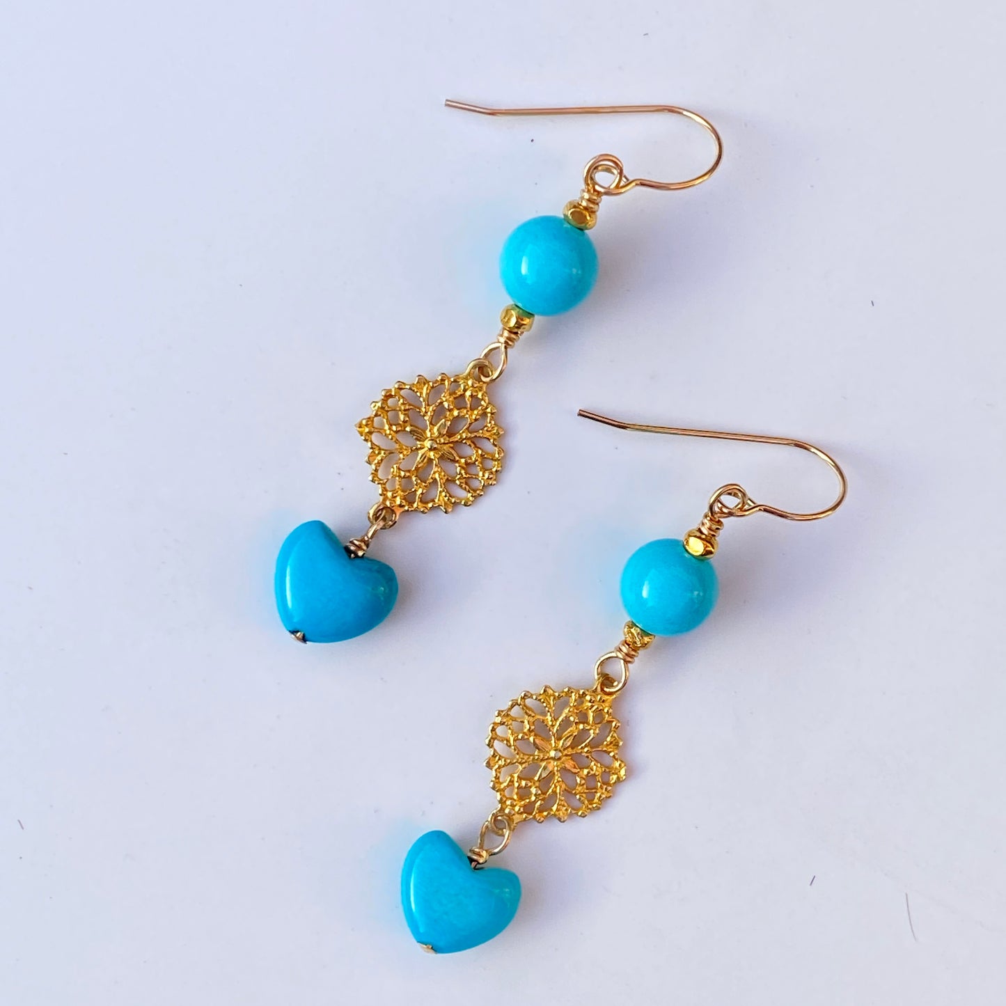 Turquoise gemstone Heart Earrings