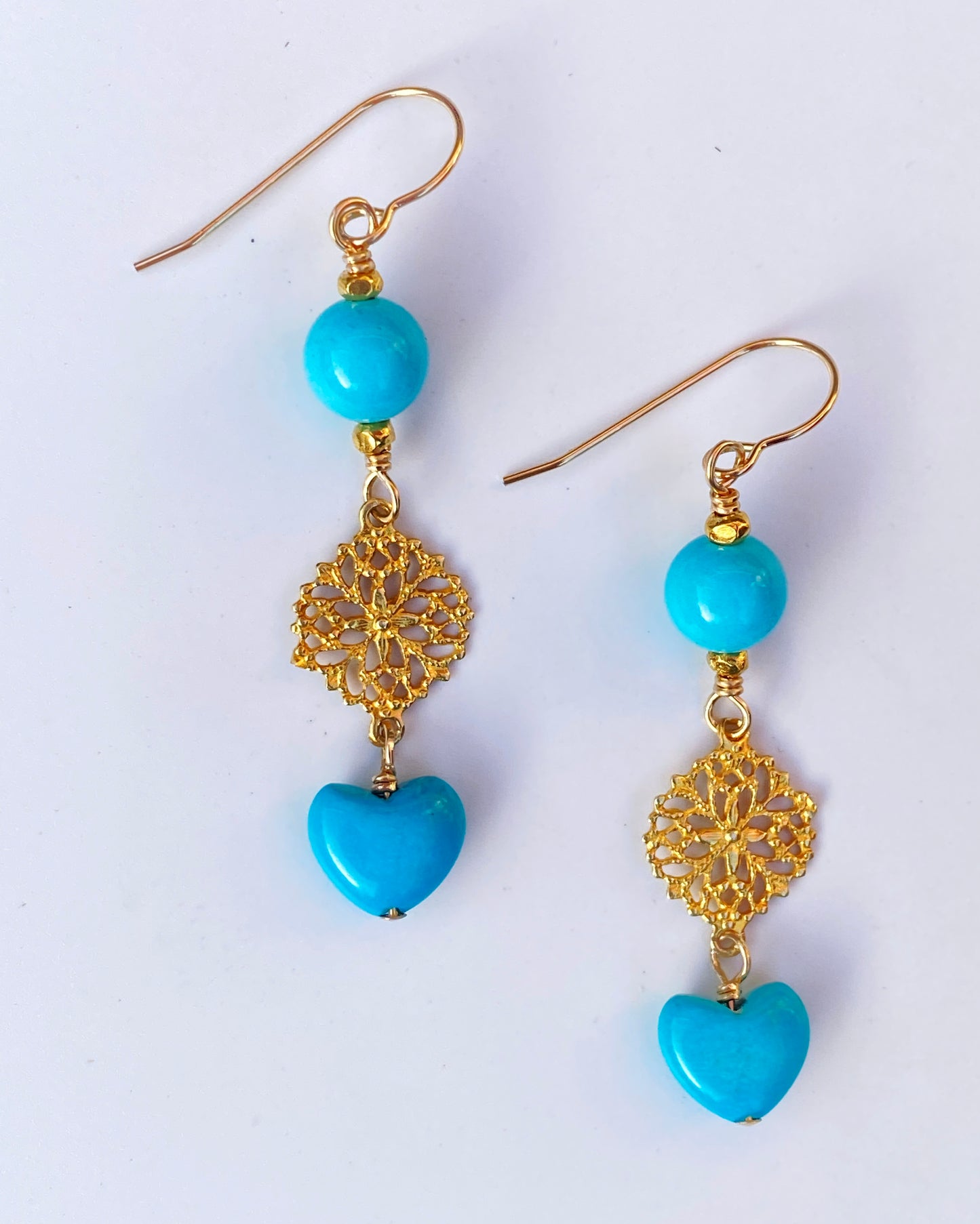 Turquoise gemstone Heart Earrings