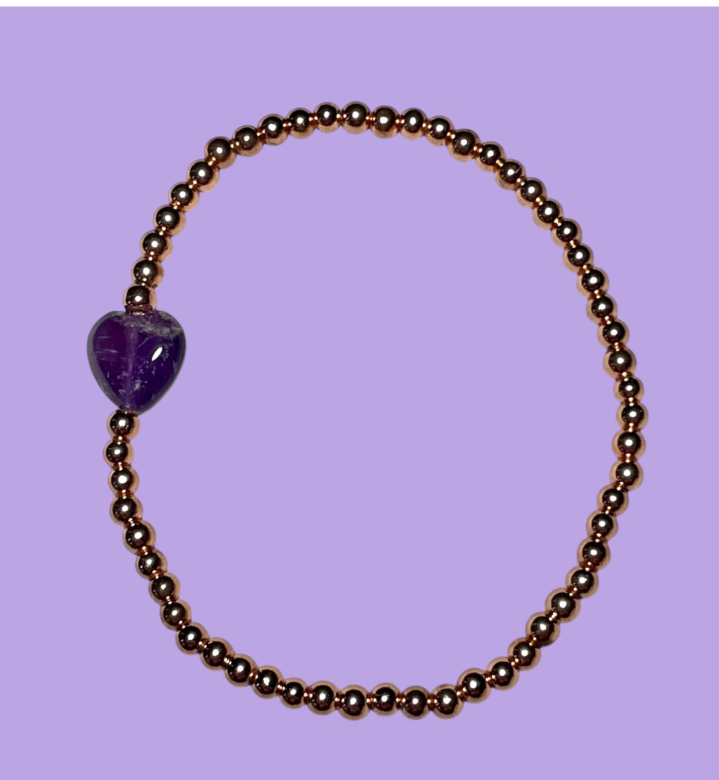 Amethyst Heart Rose Hematite Bracelet Stack