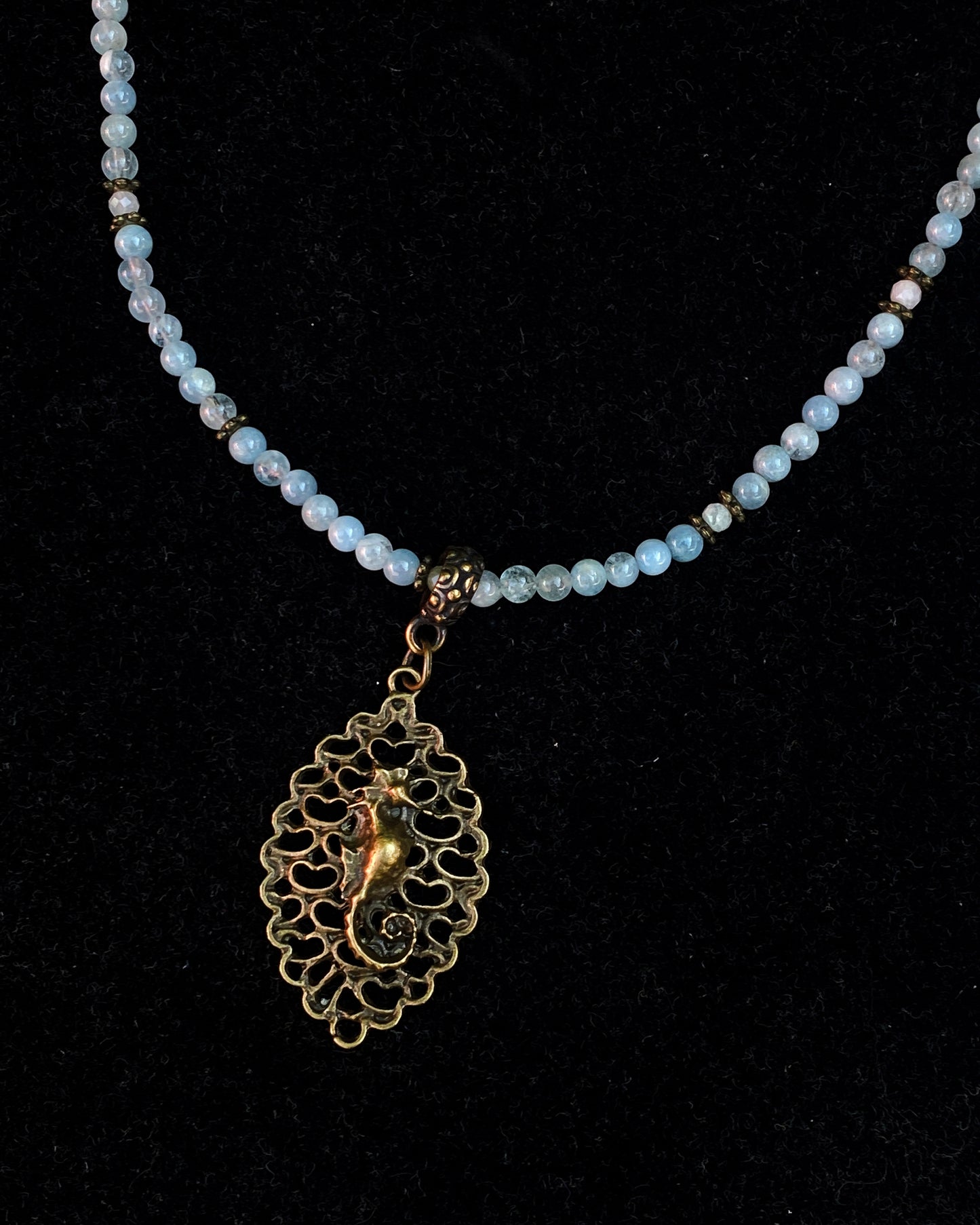 Aquamarine and Seahorse Necklace