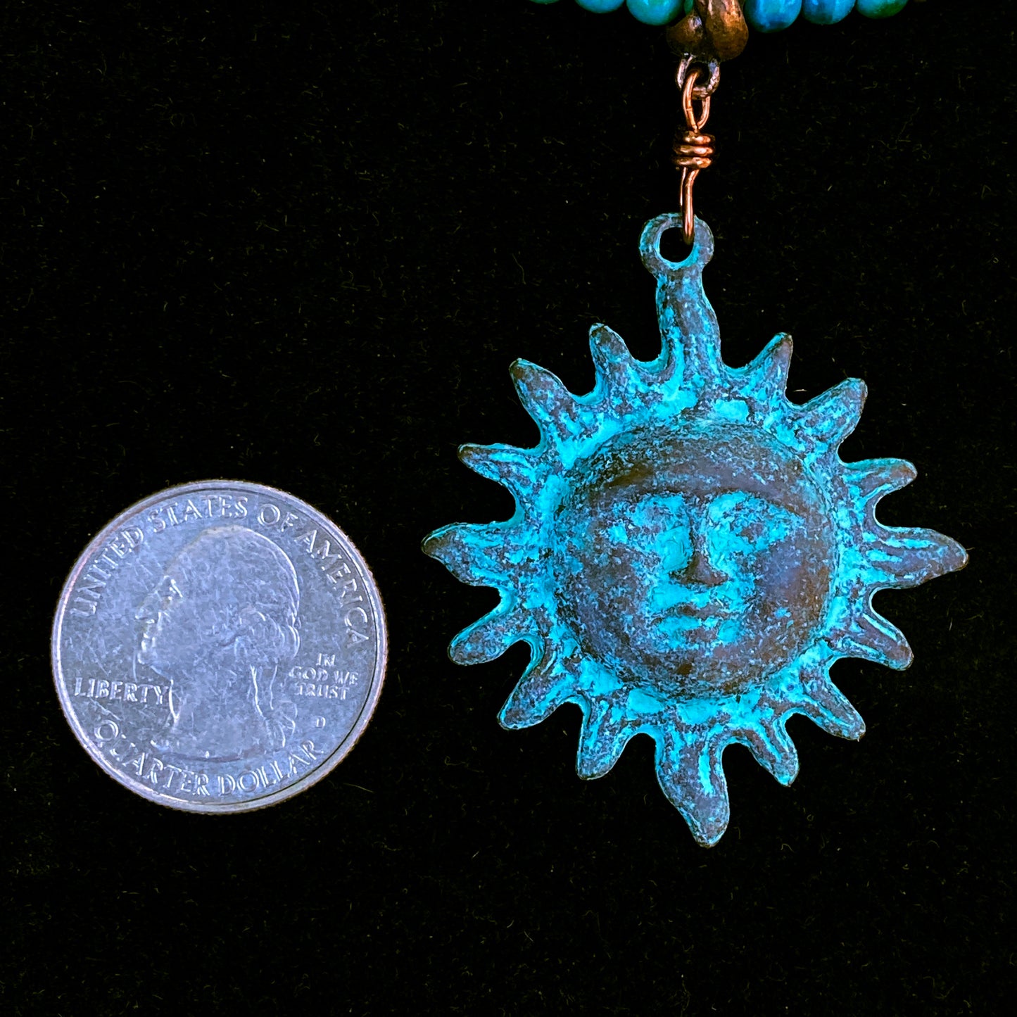 Turquoise and Blue Topaz Sun Necklace