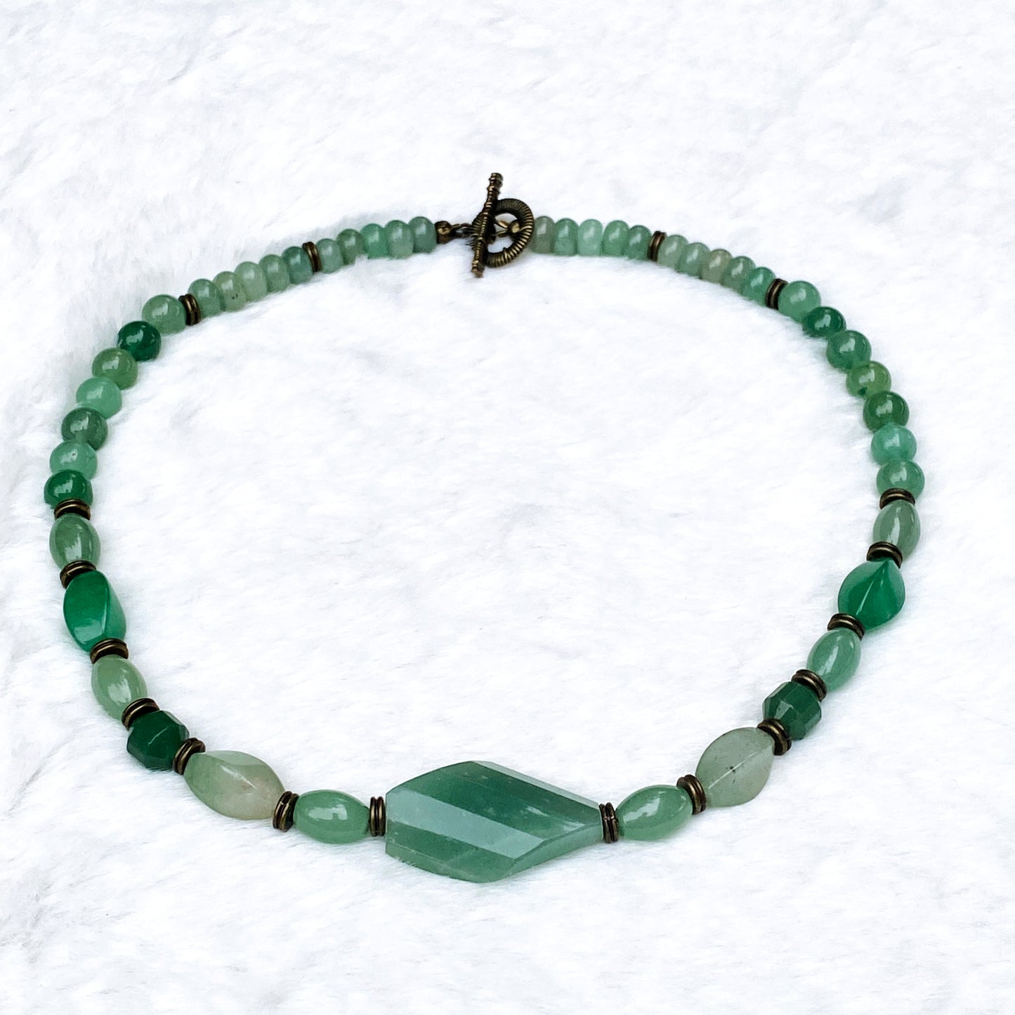 Green Aventurine gemstone with brass togel Necklace