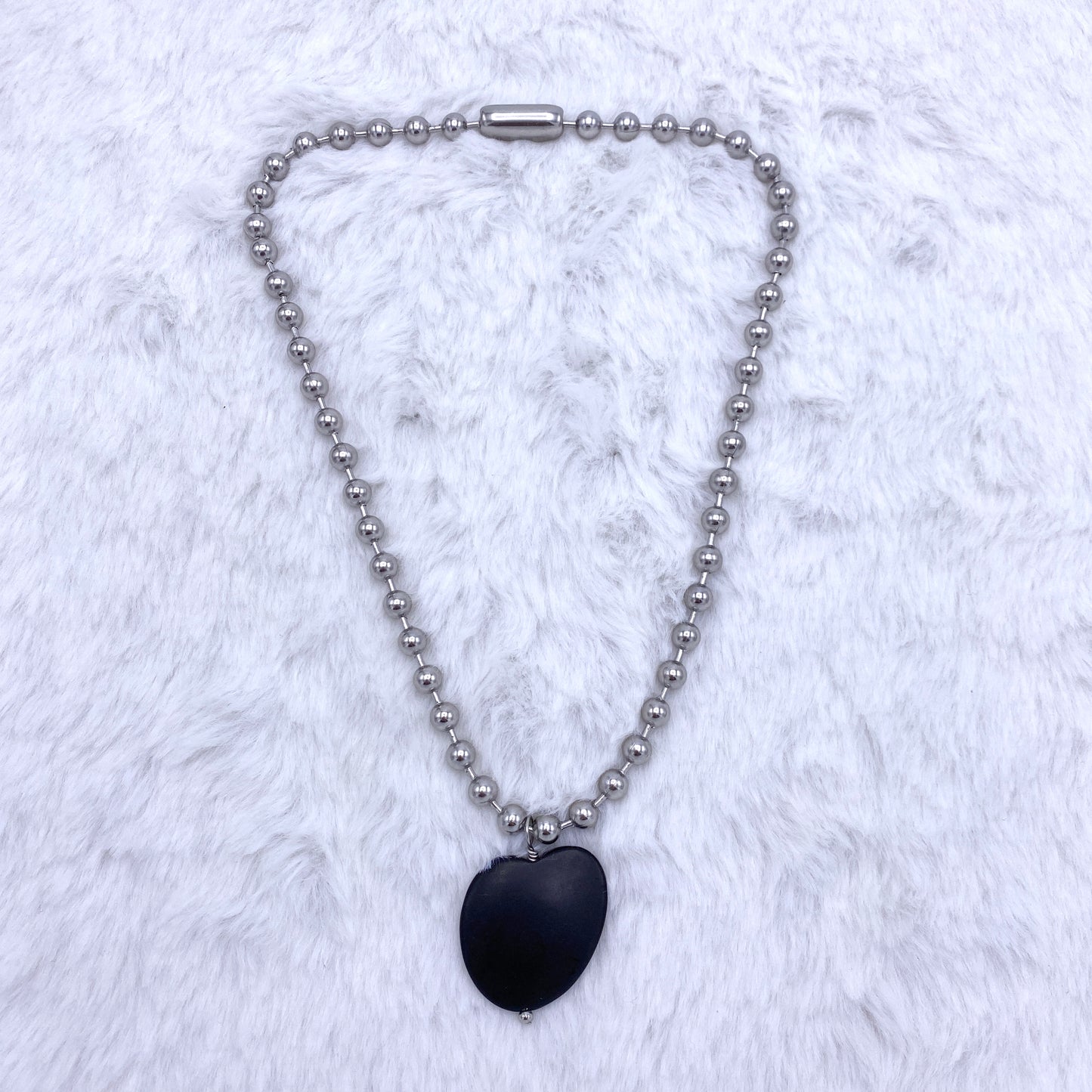 Black Jade Abstract Heart Necklace