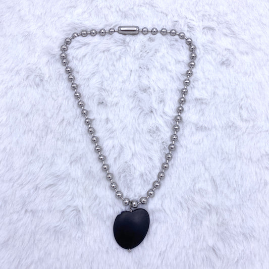 Black Jade Abstract Heart Necklace