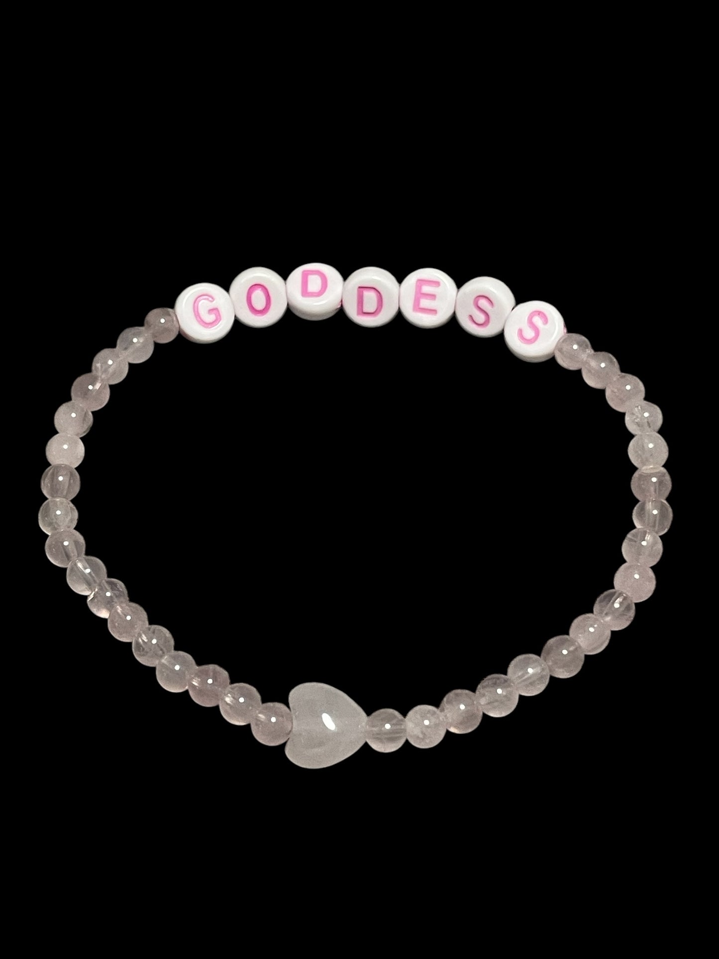 Rose Quartz Goddess and Heart Bracelet