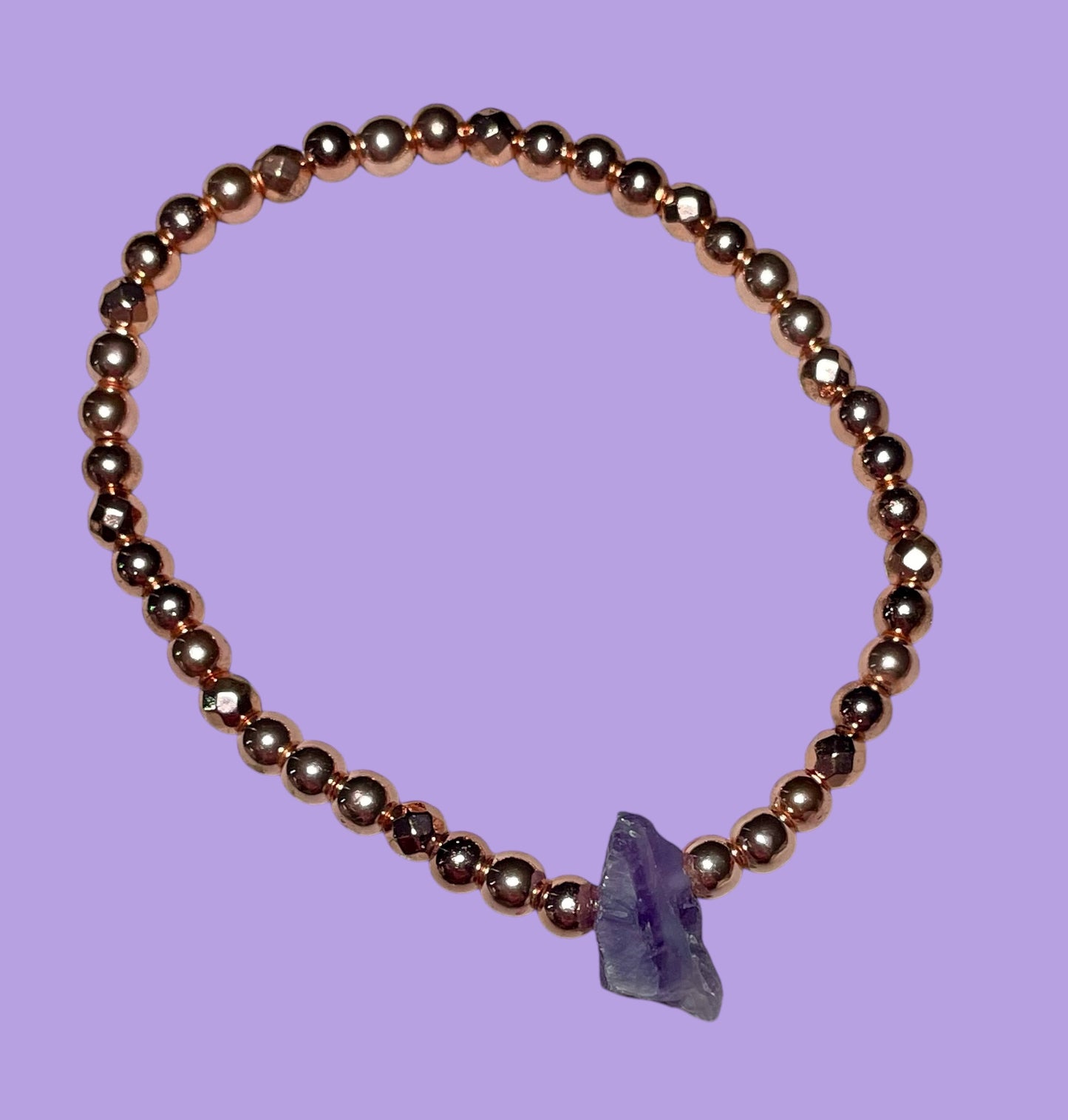 Amethyst Heart Rose Hematite Bracelet Stack