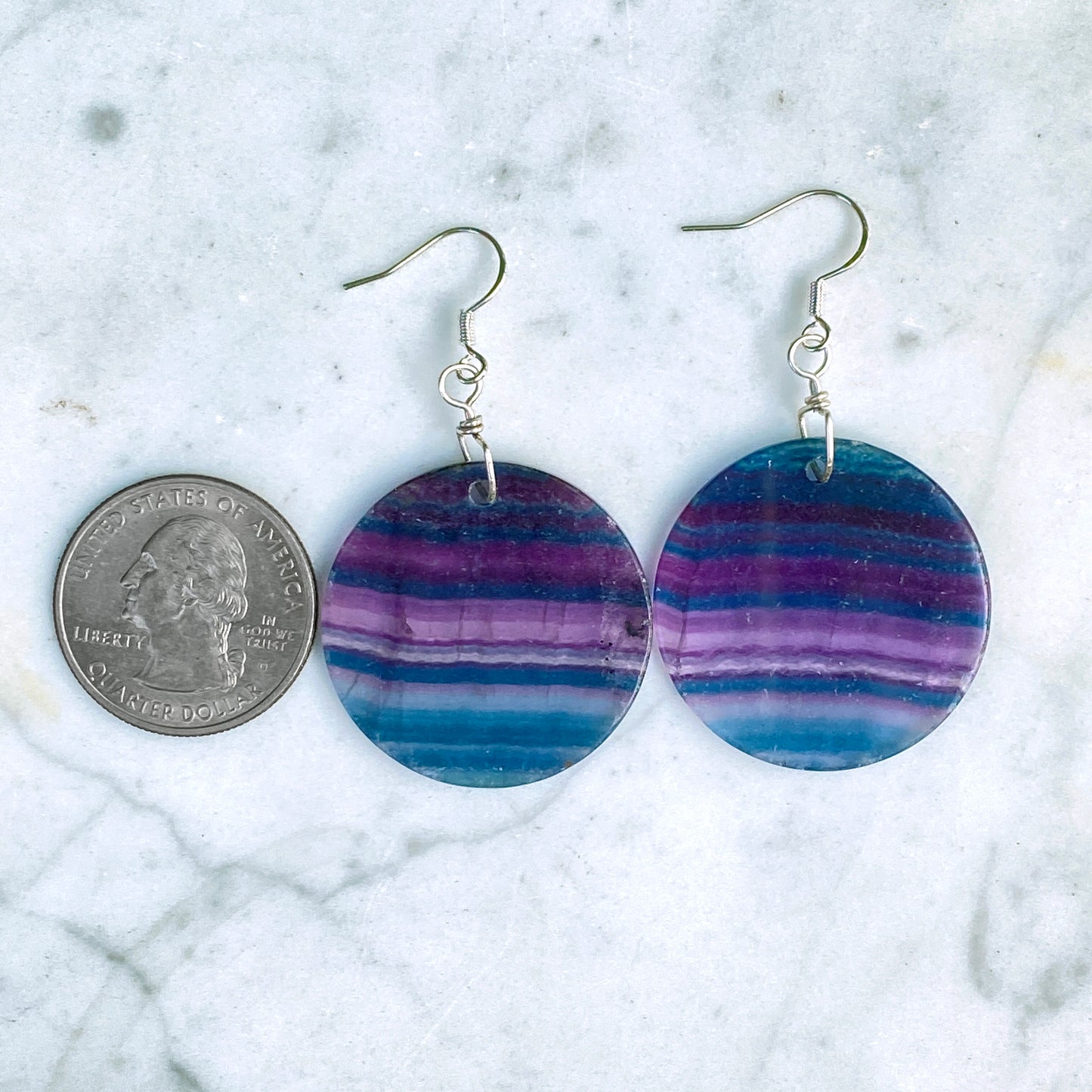 Rainbow Fluorite Dangle Earrings