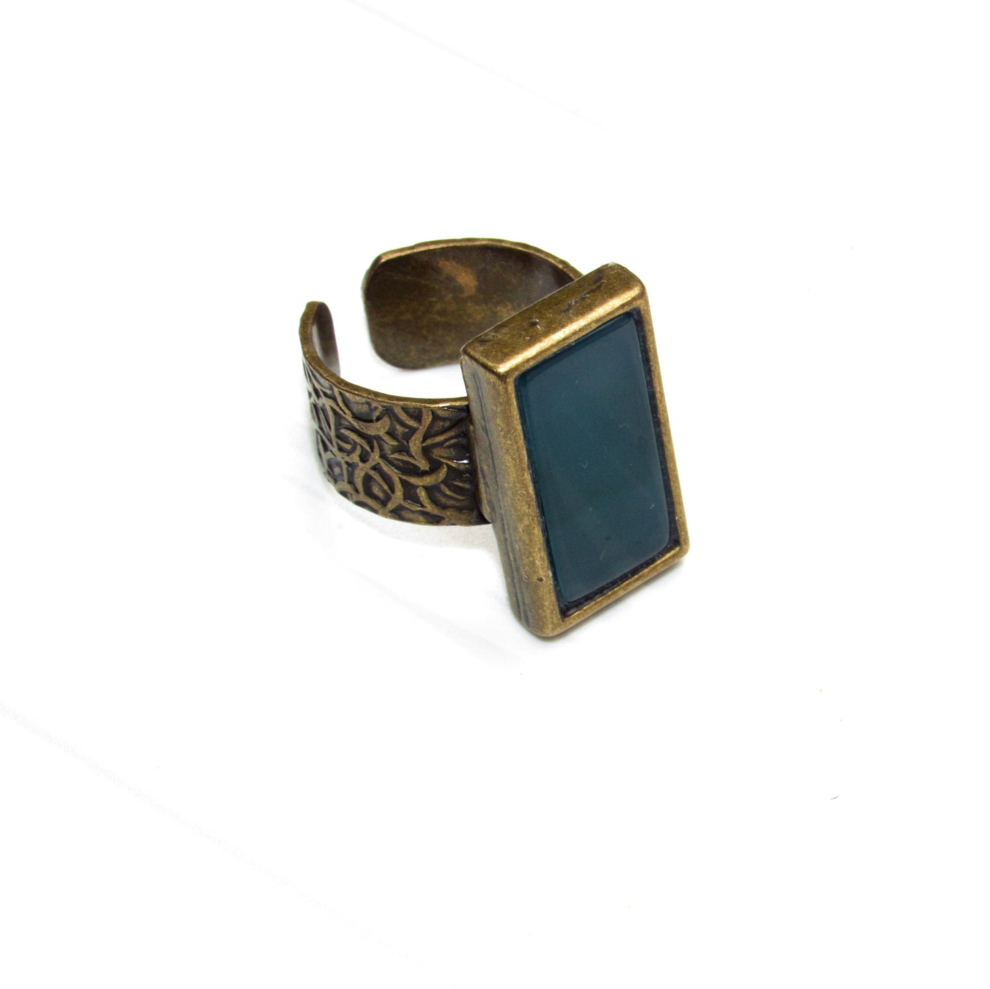 Green Onyx gemstone adjustable Bronze Ring