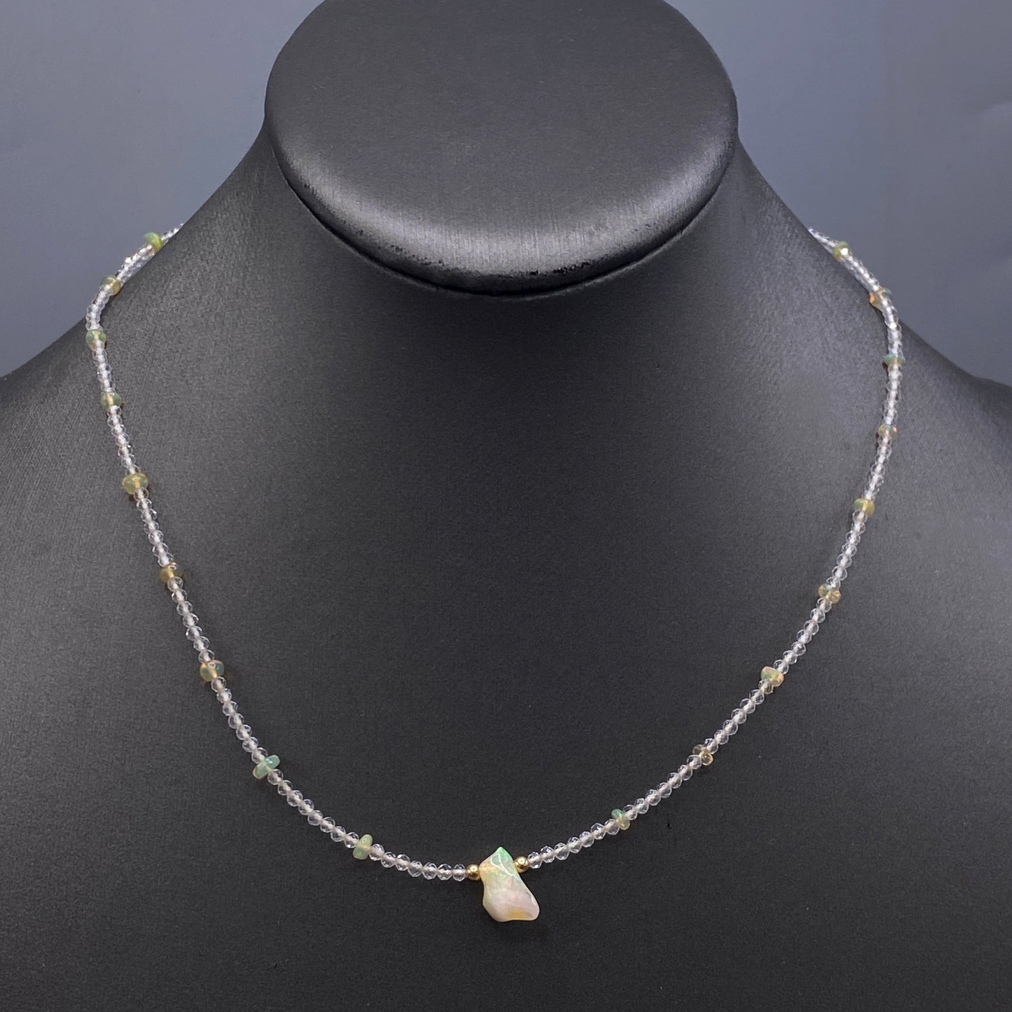 Opal gemstone and Quartz Necklace