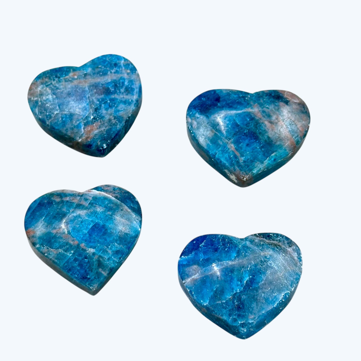 Blue Apatite Carved Hearts