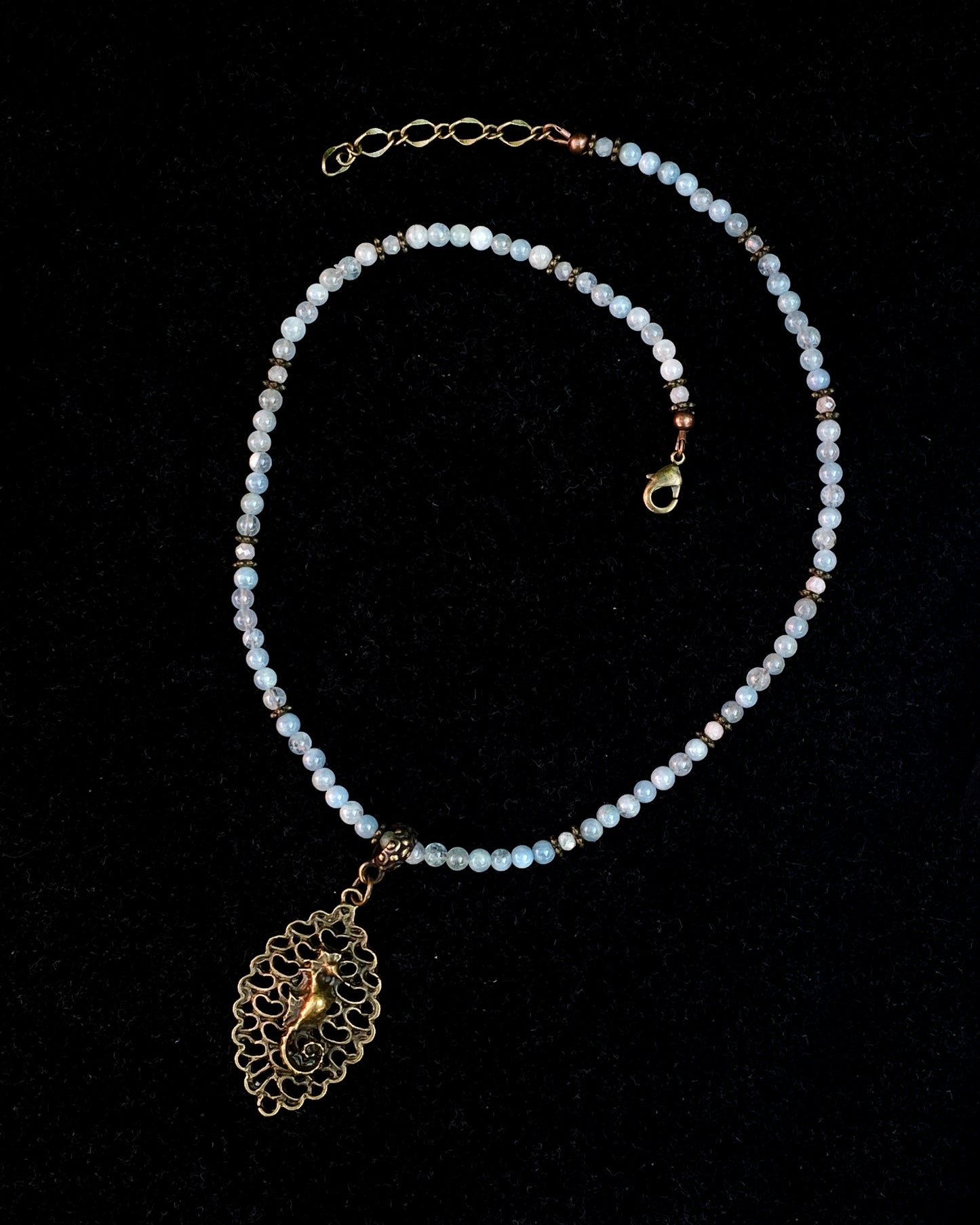 Aquamarine and Seahorse Necklace