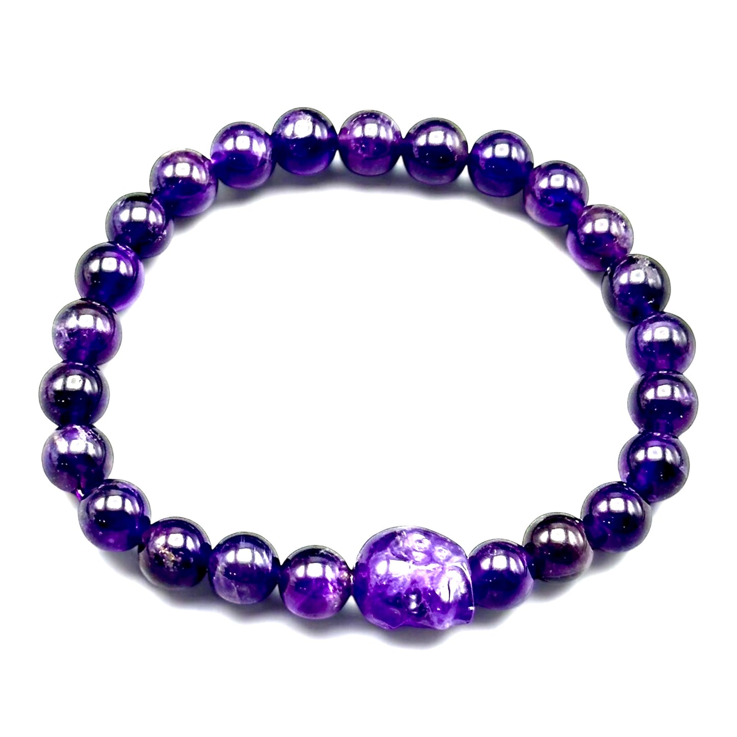 Amethyst Skull Beaded Bracelet