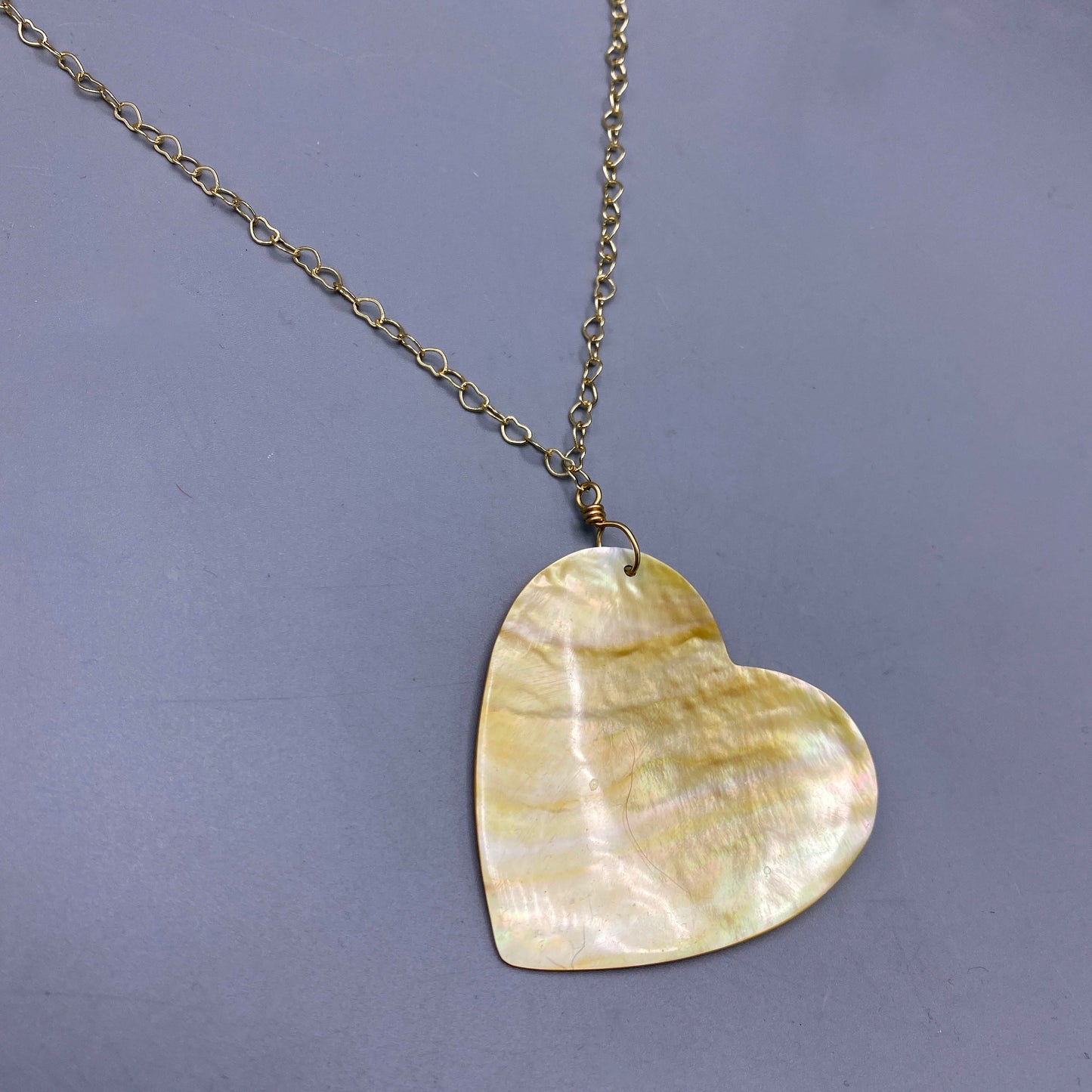 Large Mother of Pearl Heart Necklace