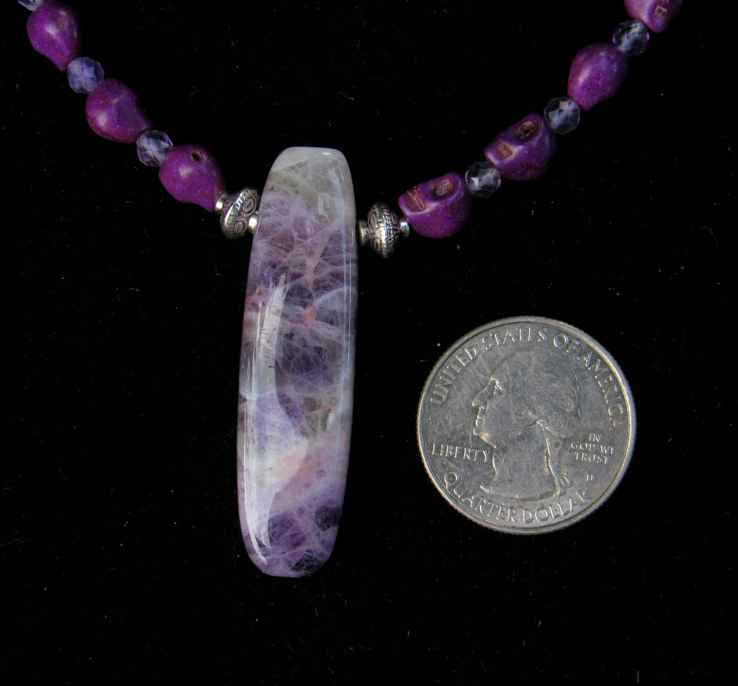 Amethyst and Skull Necklace