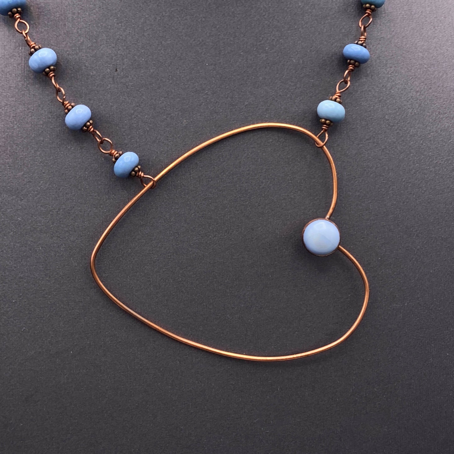 Blue Opal and Copper Heart Necklace