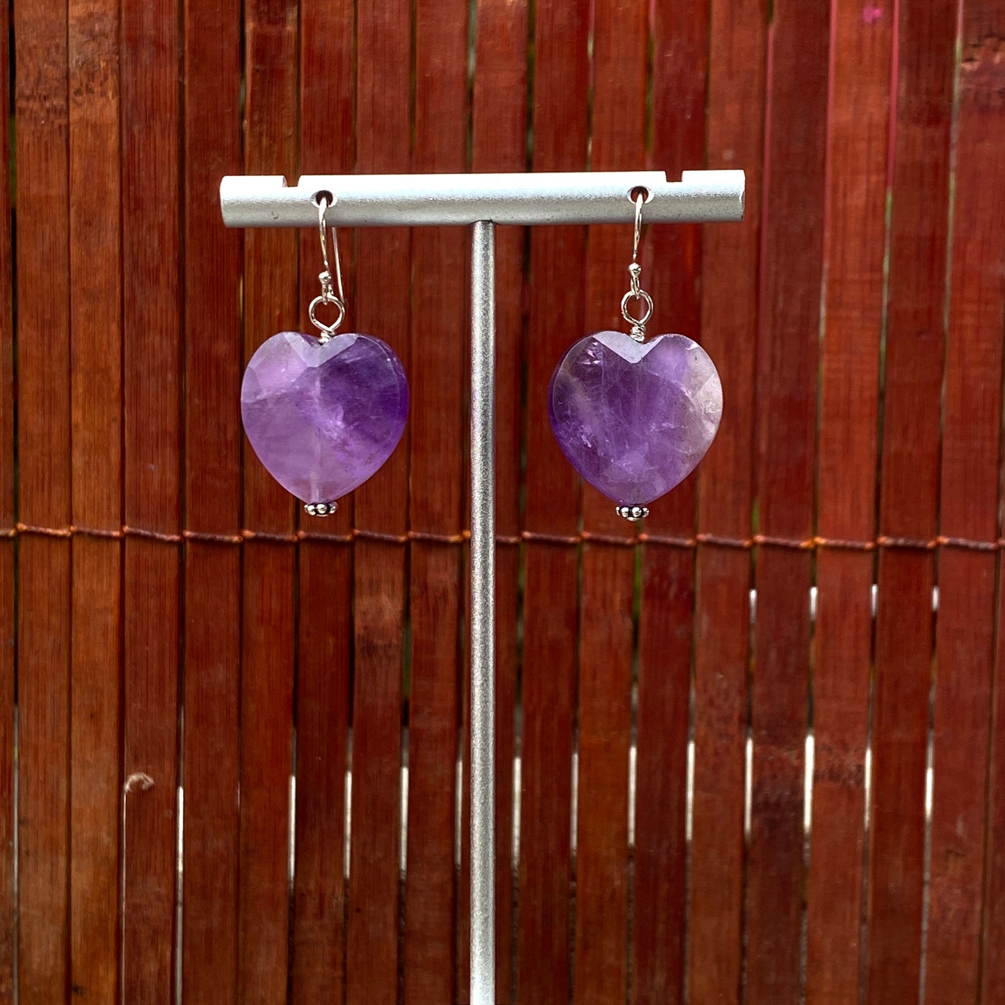Amethyst gemstone Heart Earrings