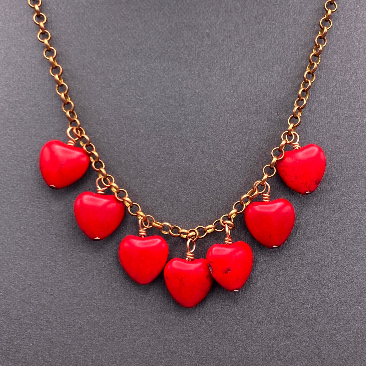 Red Howlite Heart Necklace