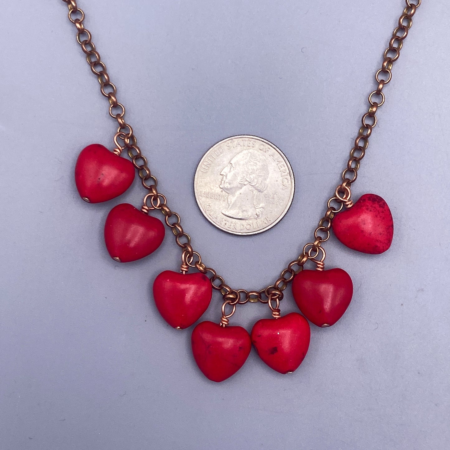 Red Howlite Heart Necklace