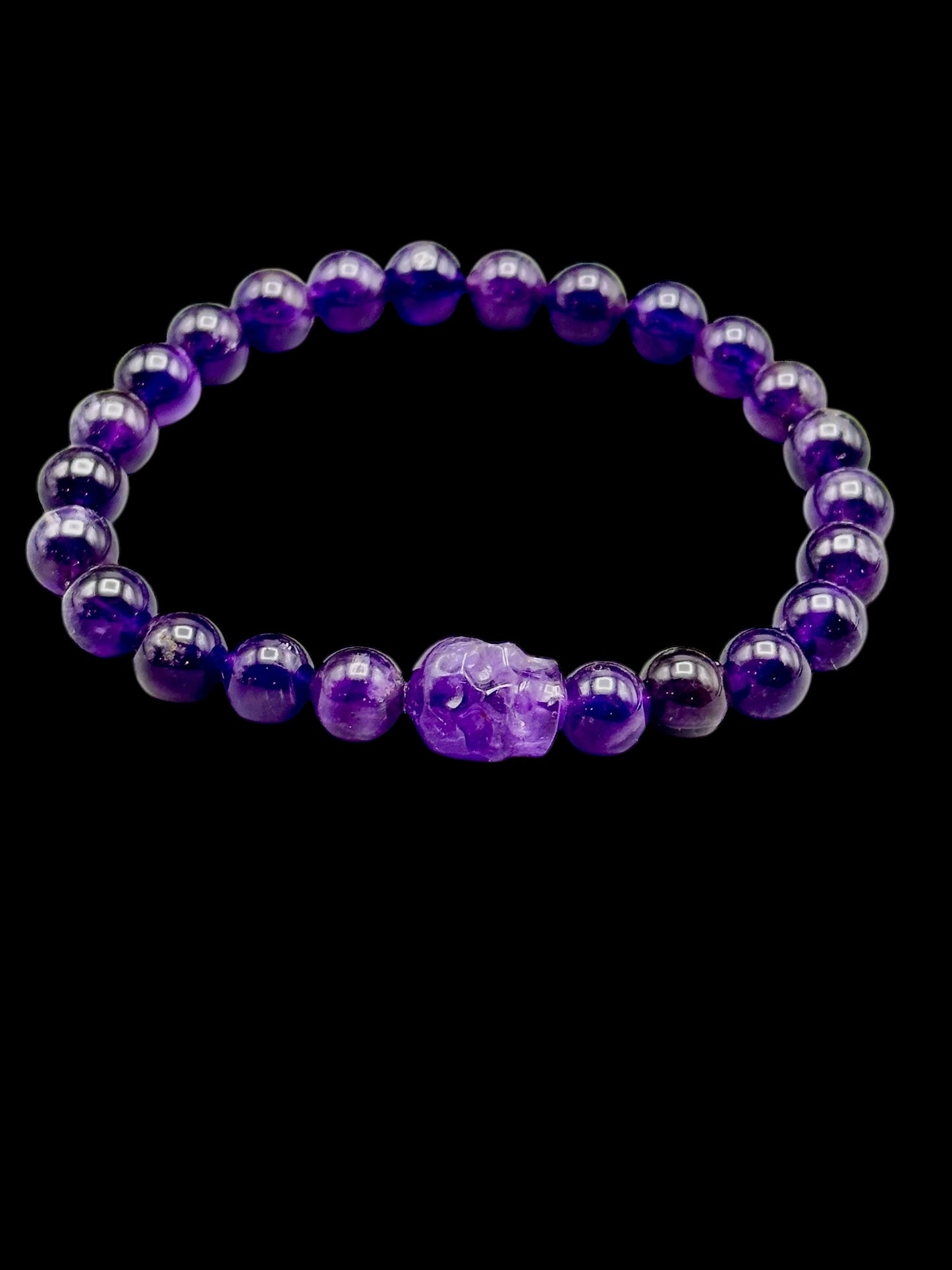 Amethyst Skull Beaded Bracelet