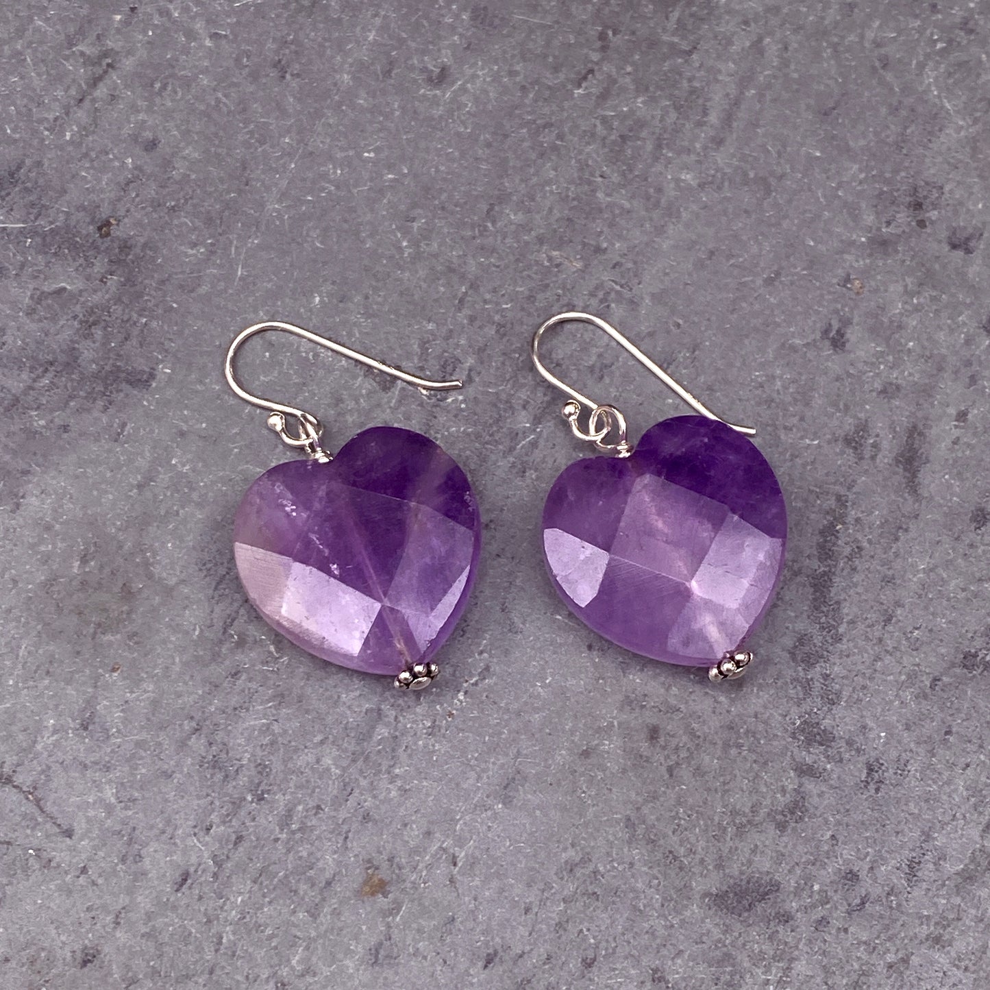 Amethyst gemstone Heart Earrings