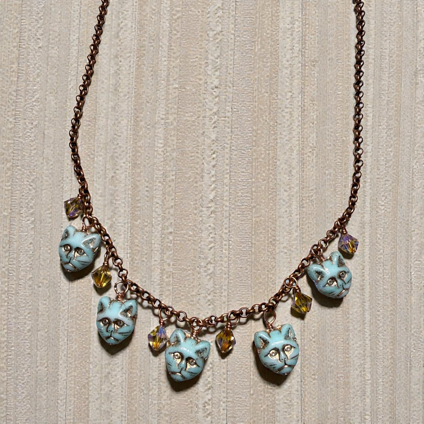 Glass beaded Kitty Cat Necklace