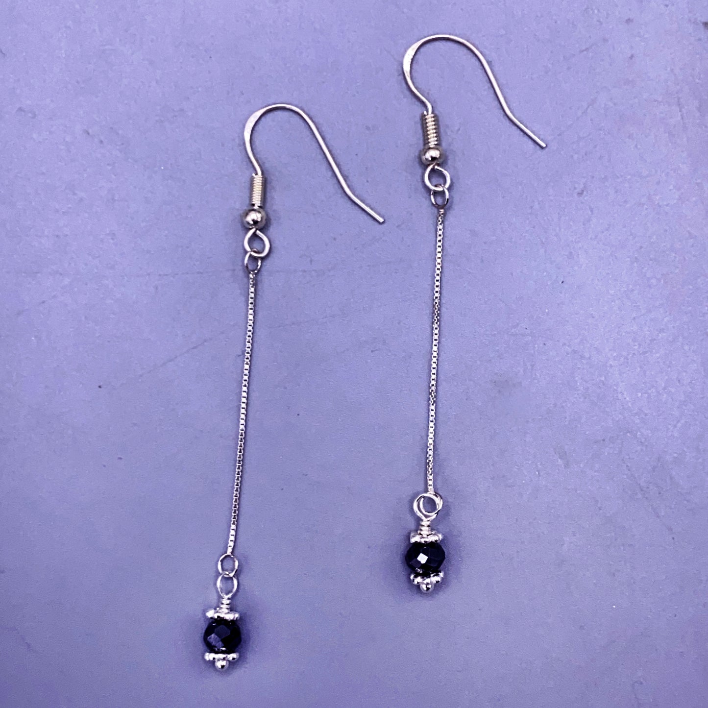 Sterling Silver and Black Diamond Dangle Earrings
