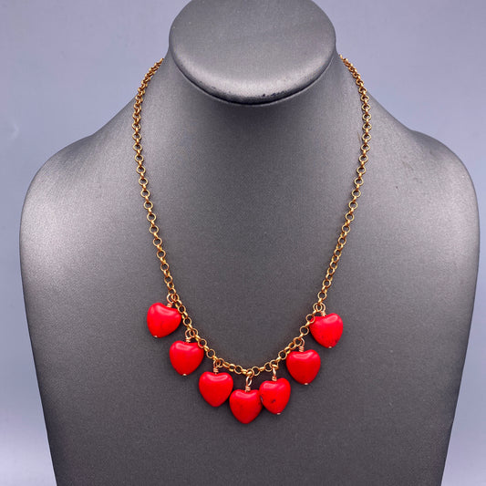 Red Howlite Heart Necklace