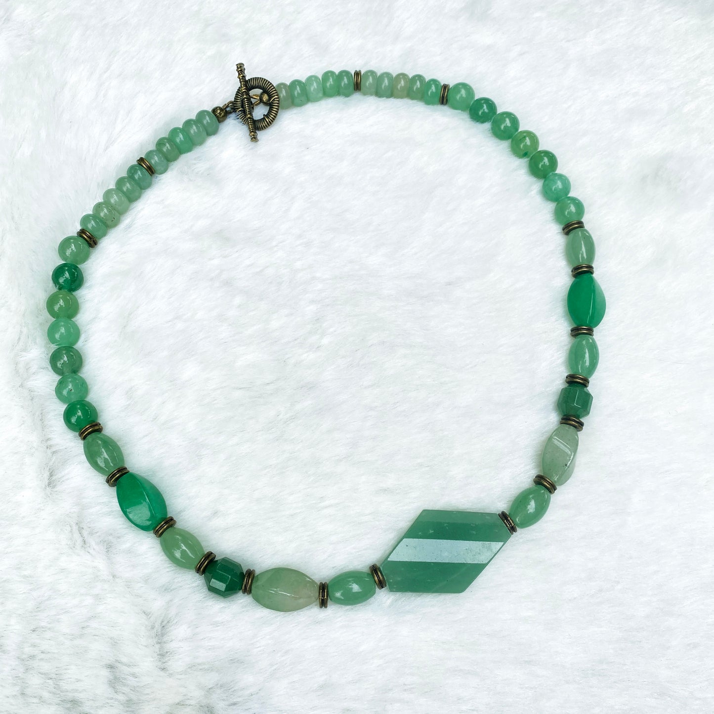 Green Aventurine gemstone with brass togel Necklace