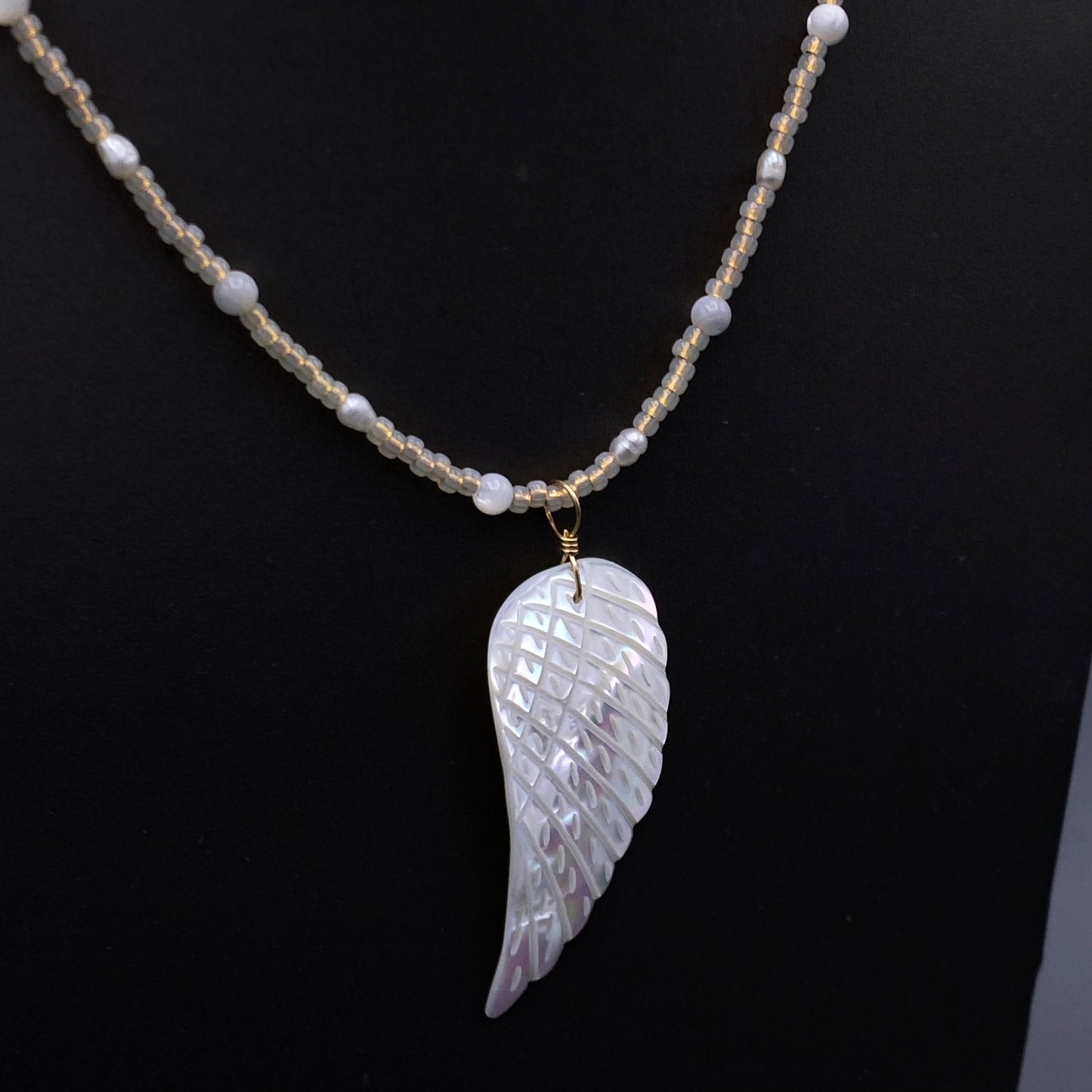 Mother of Pearl Wing Pendant necklace