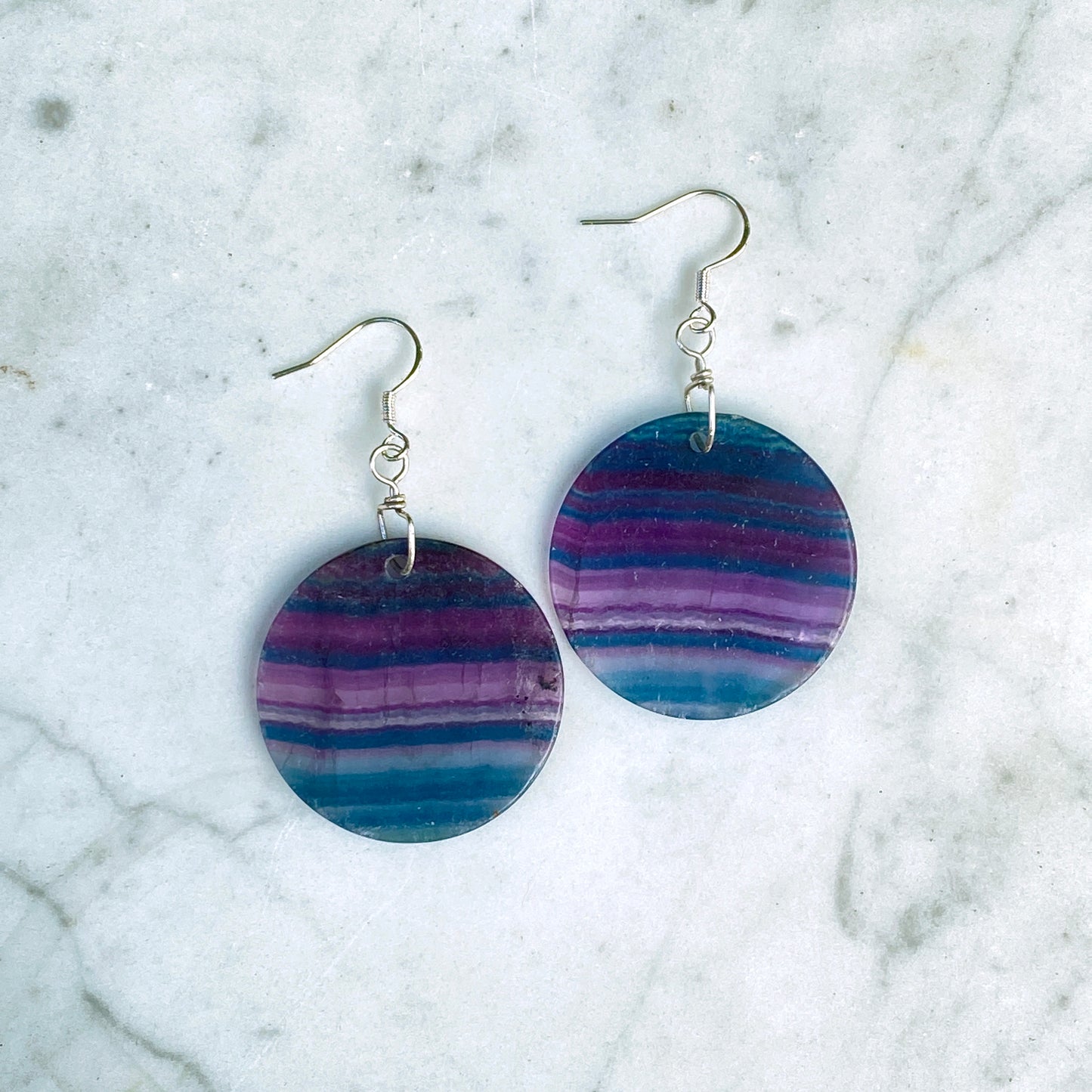 Rainbow Fluorite Dangle Earrings