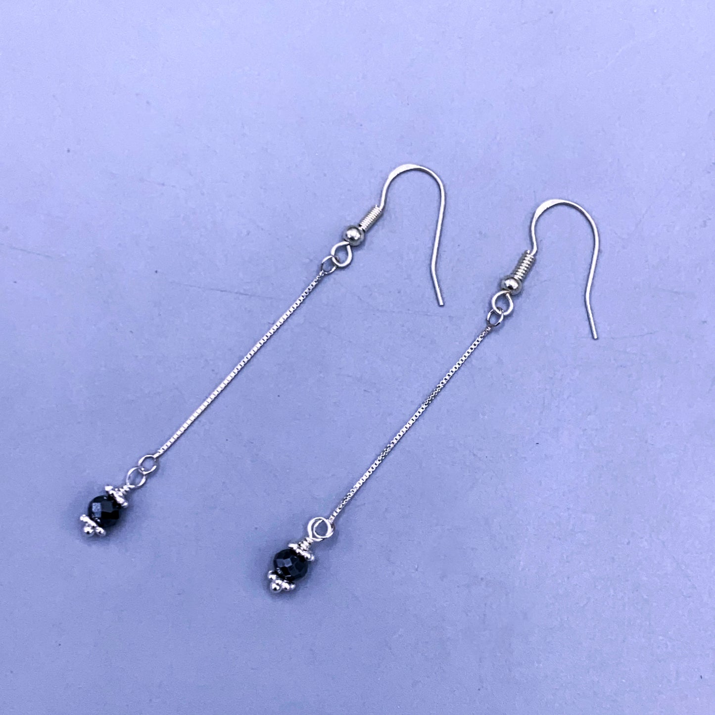 Sterling Silver and Black Diamond Dangle Earrings