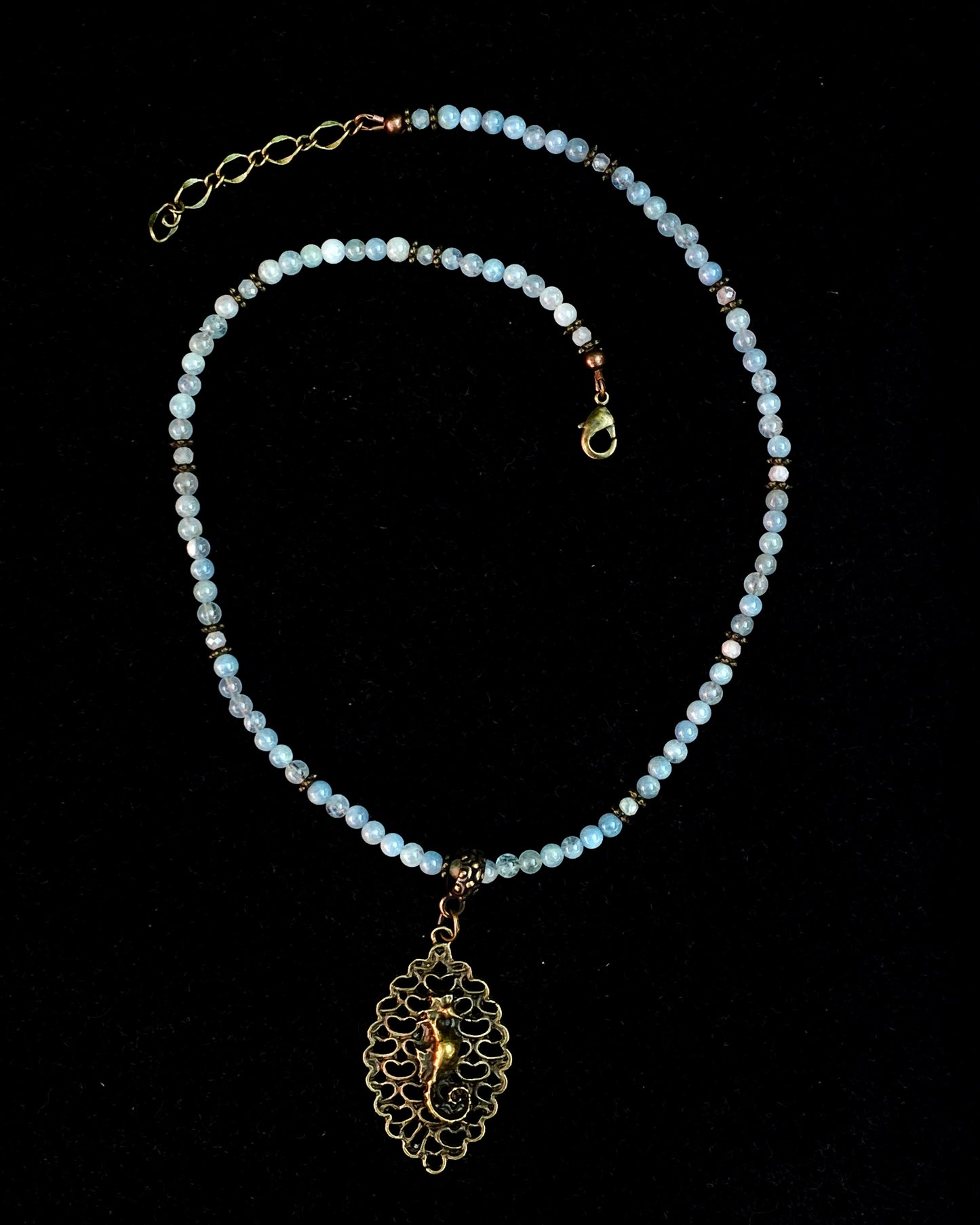 Aquamarine and Seahorse Necklace