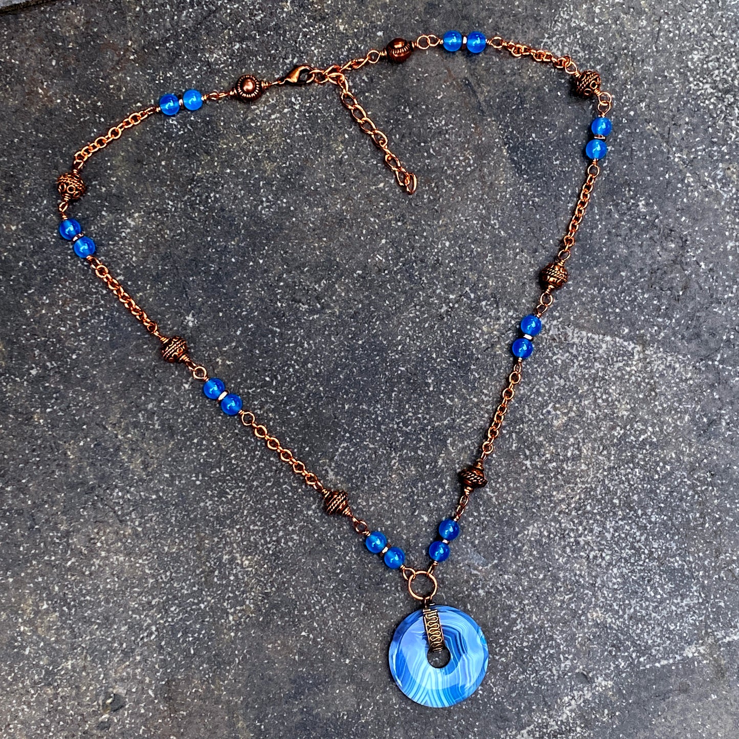 Banded Blue Agate Necklace
