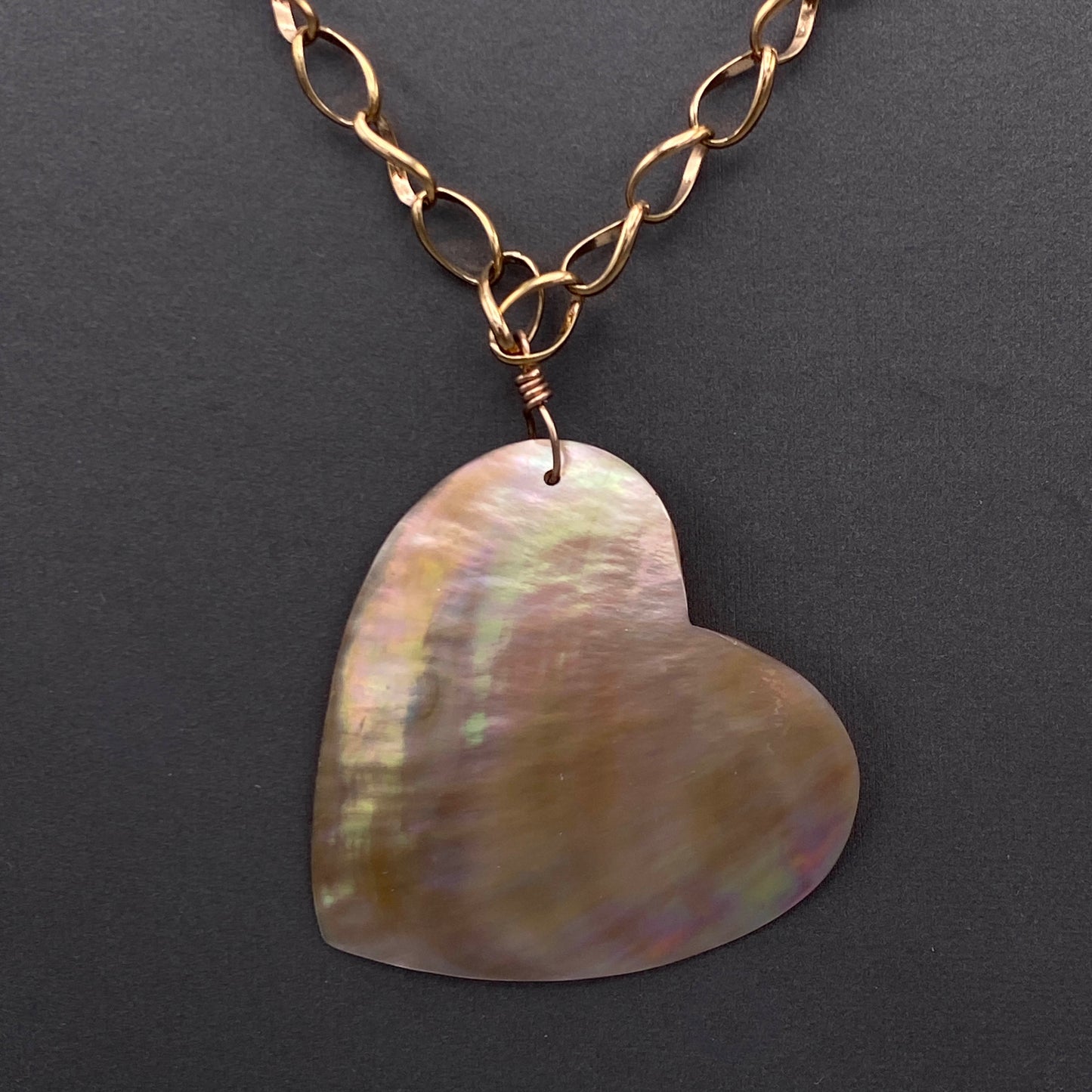 Large Mother of Pearl Heart Necklace