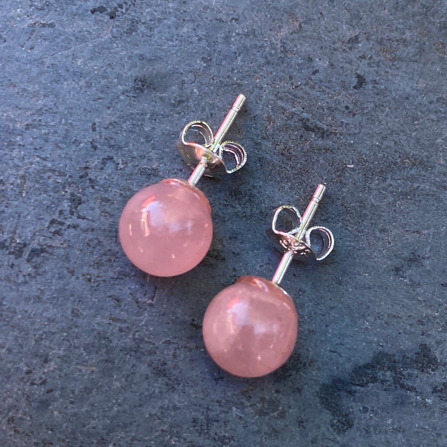 Rose Quartz gemstone stud earrings