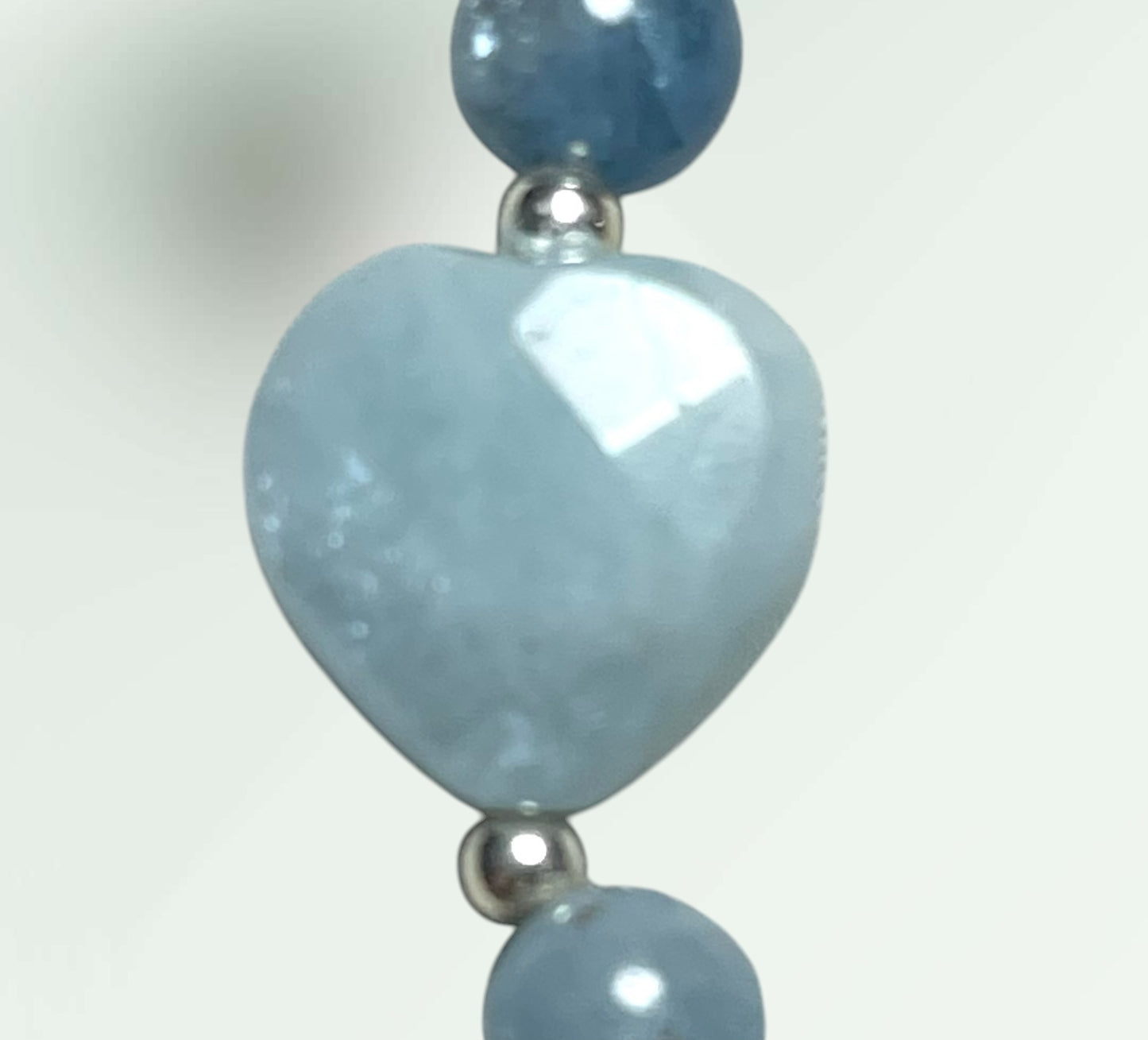 Aquamarine Heart Bracelet with Sterling Silver
