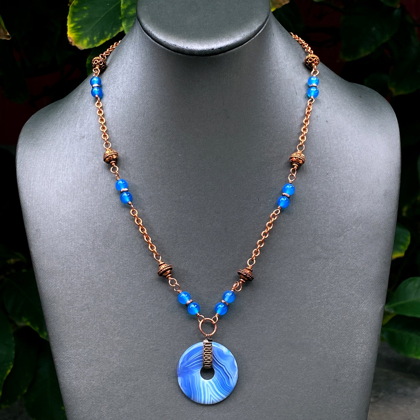 Banded Blue Agate Necklace