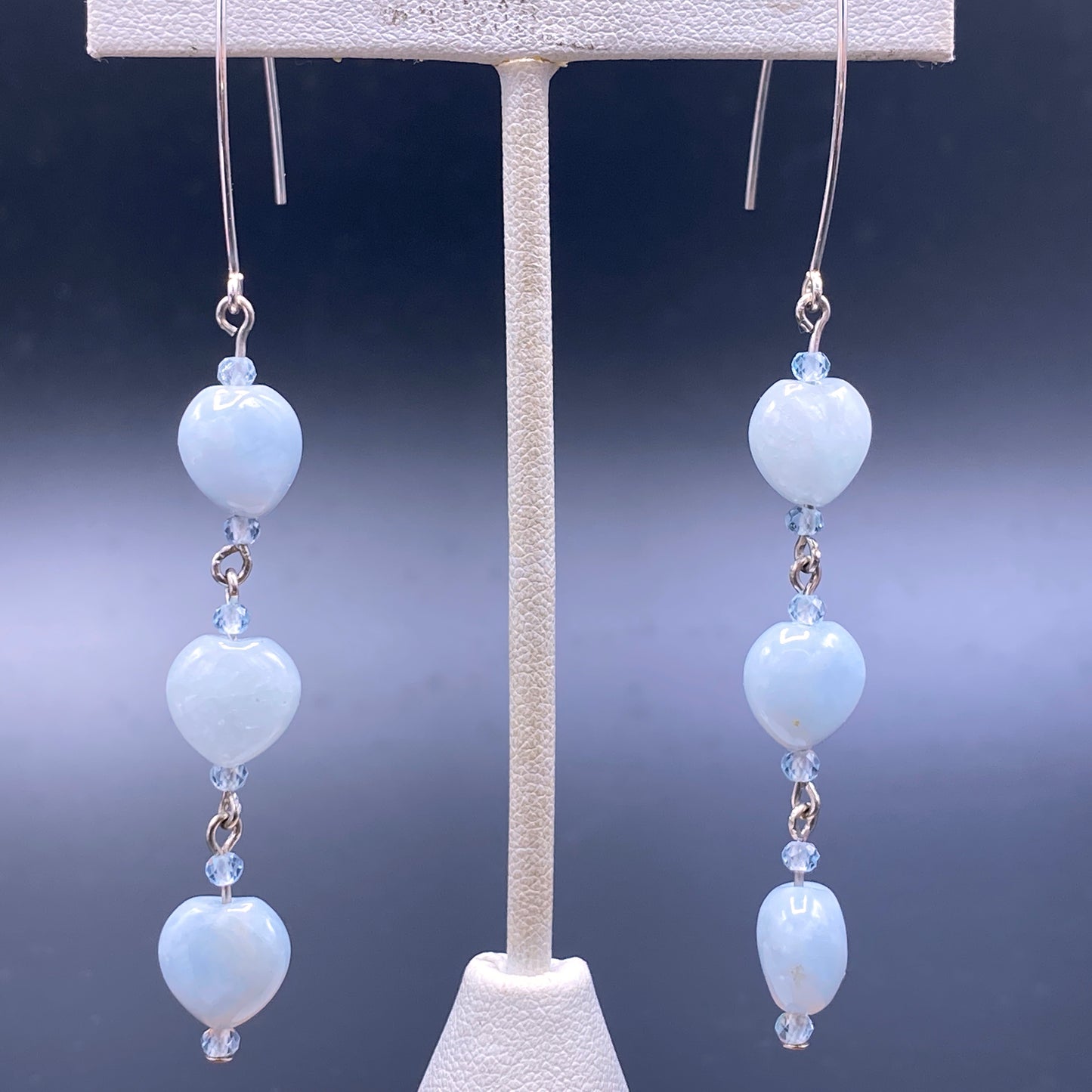 Aquamarine Heart Dangle Earrings