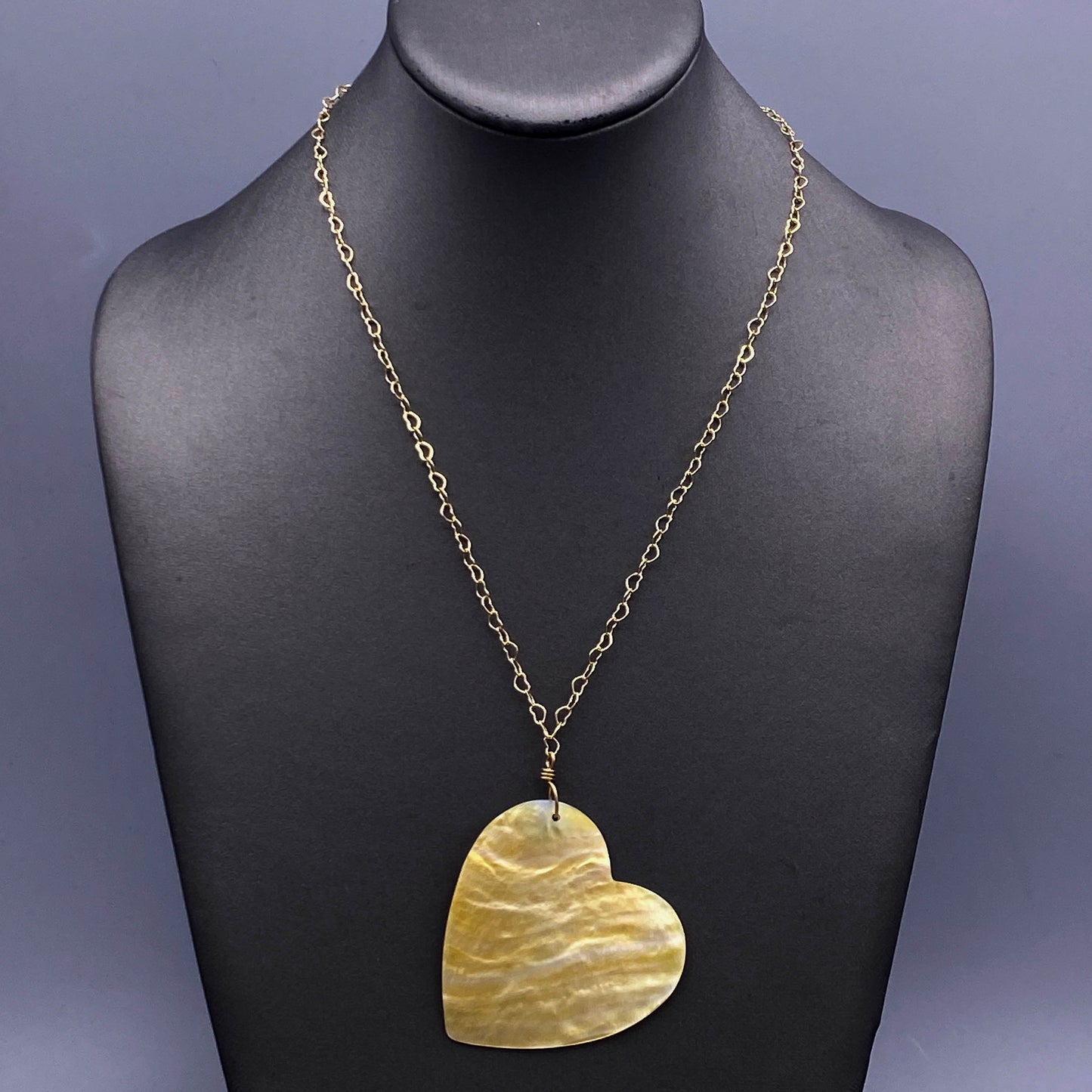 Large Mother of Pearl Heart Necklace
