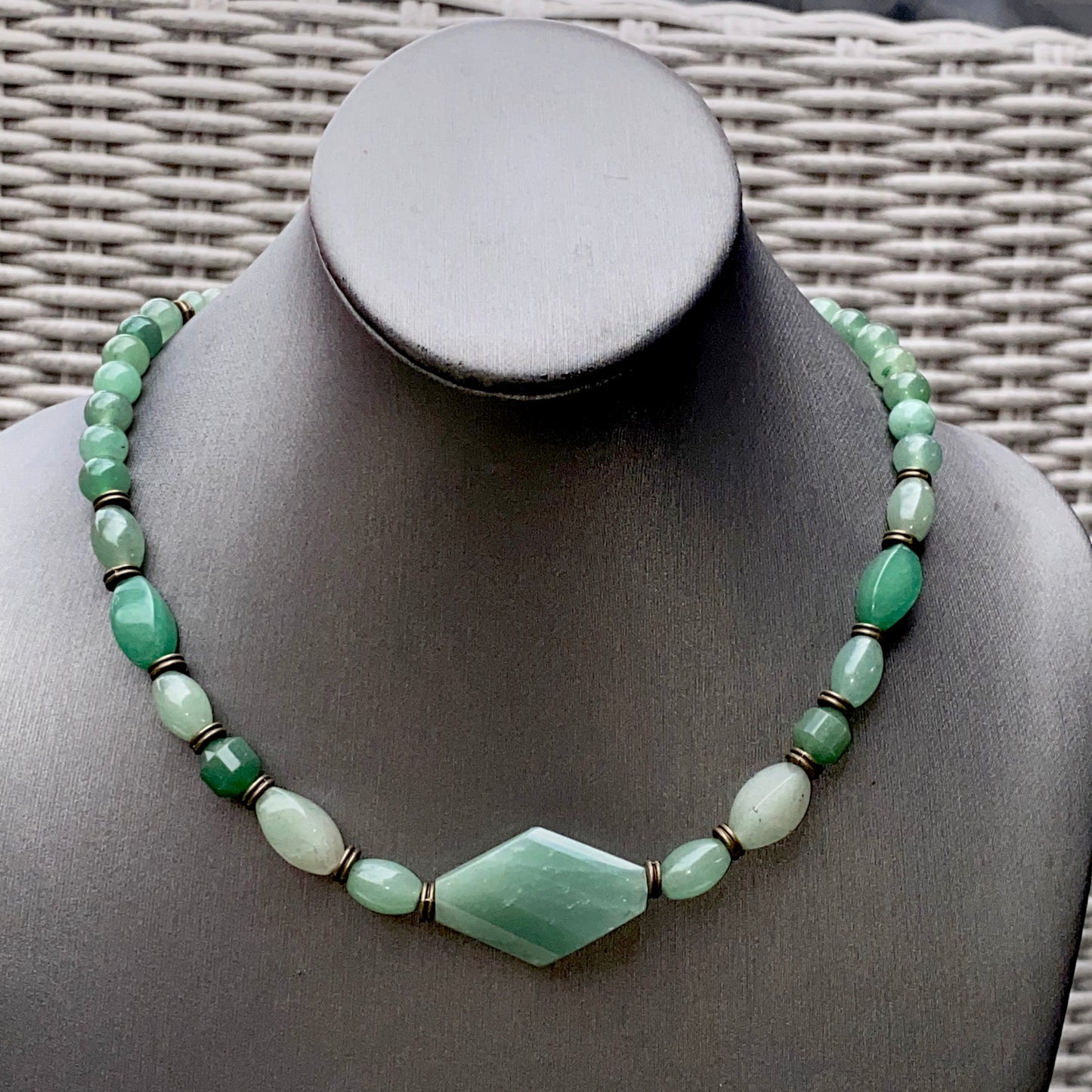 Green Aventurine gemstone with brass togel Necklace