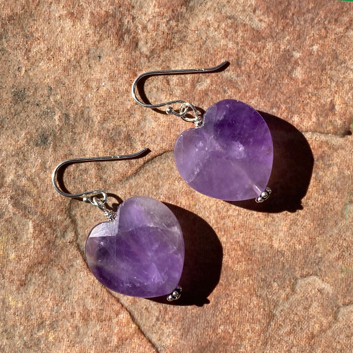 Amethyst gemstone Heart Earrings