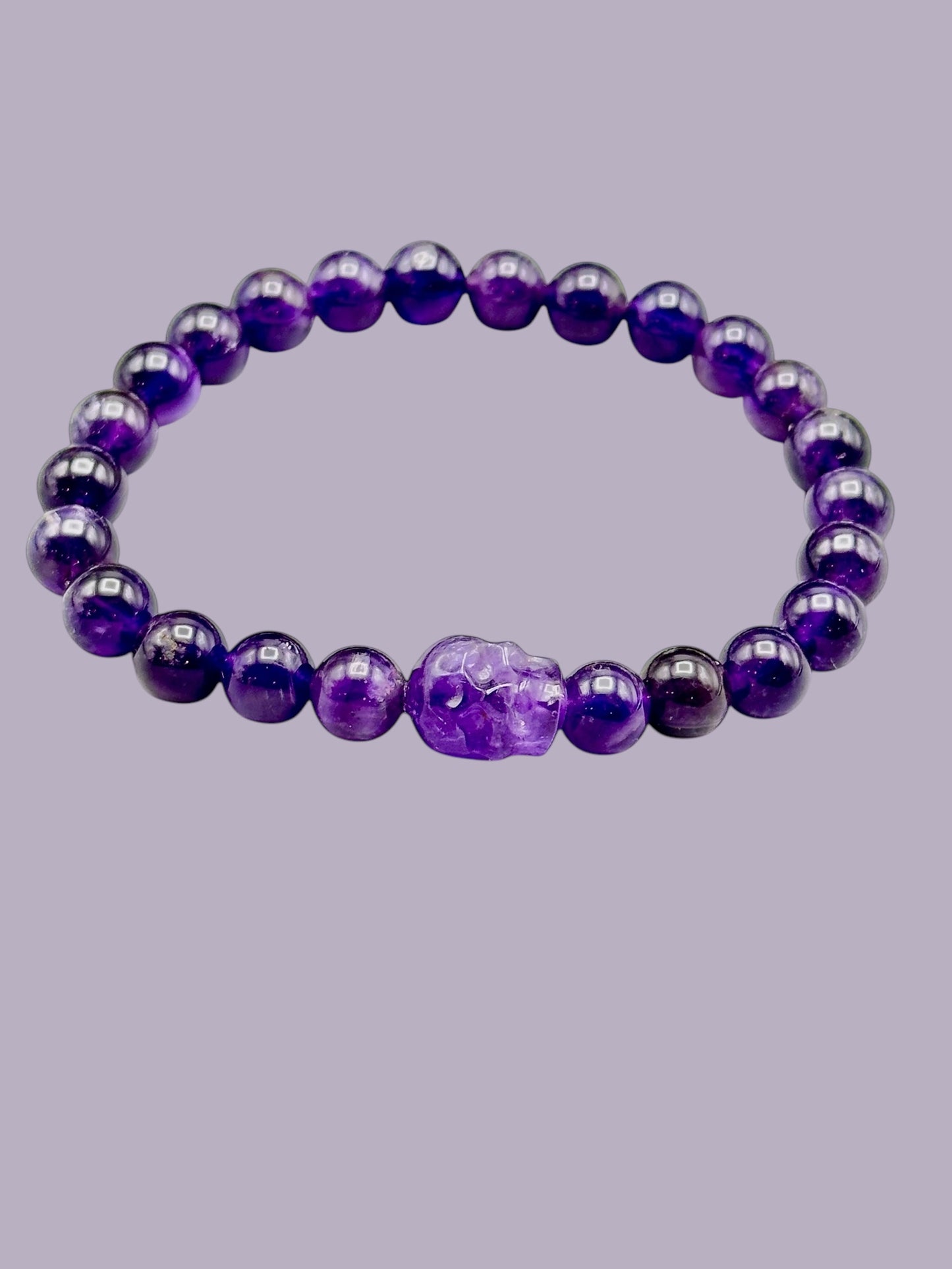 Amethyst Skull Beaded Bracelet