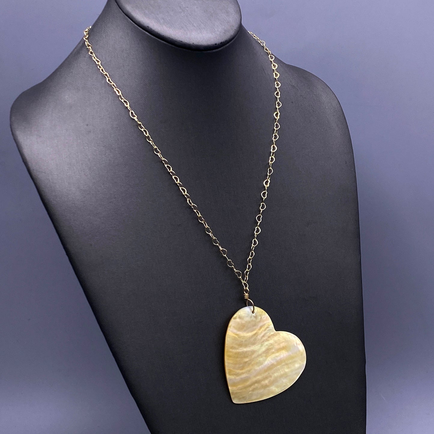 Large Mother of Pearl Heart Necklace