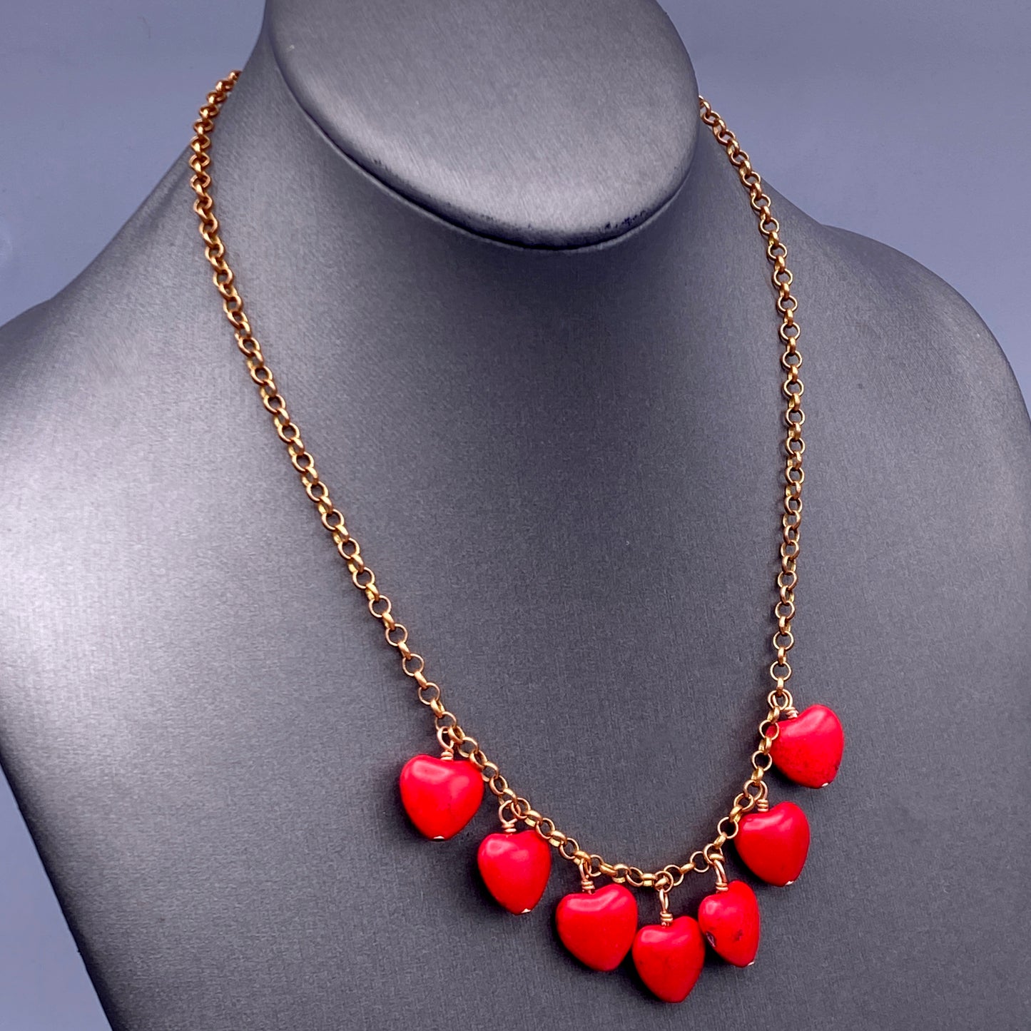 Red Howlite Heart Necklace