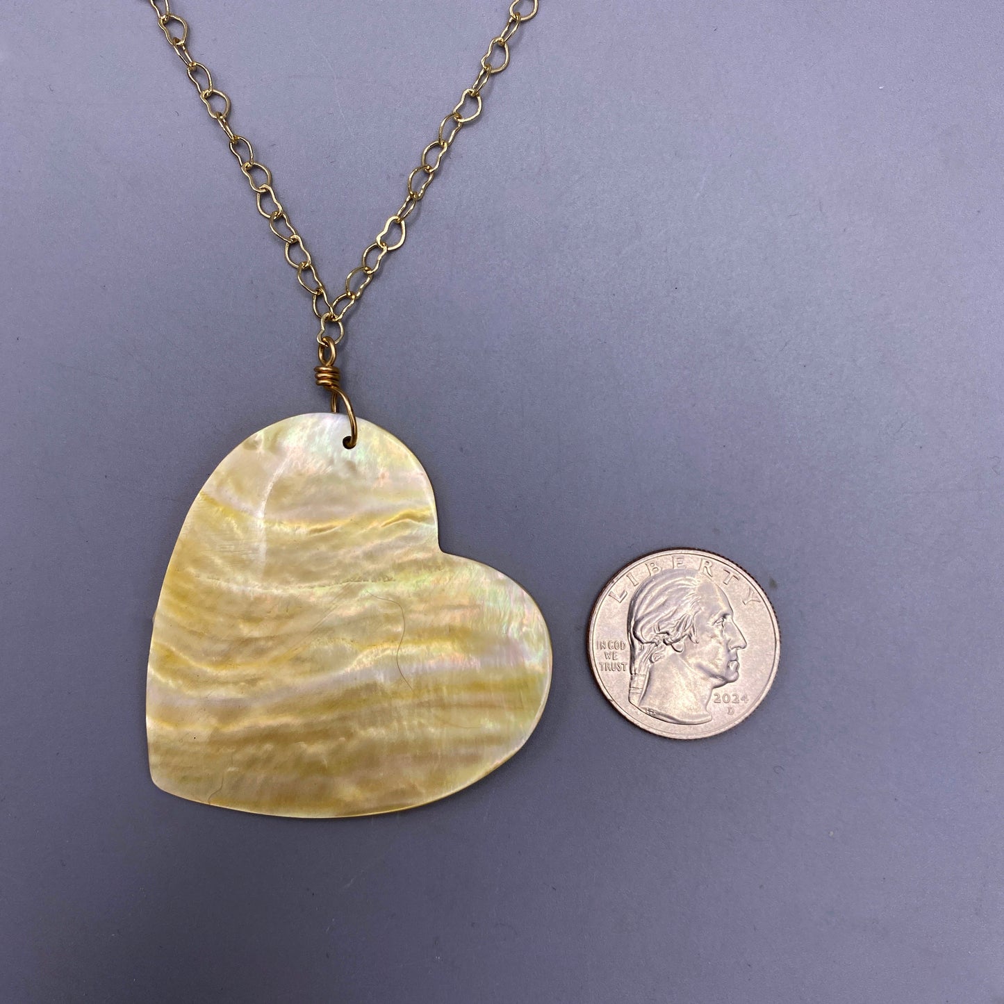 Large Mother of Pearl Heart Necklace