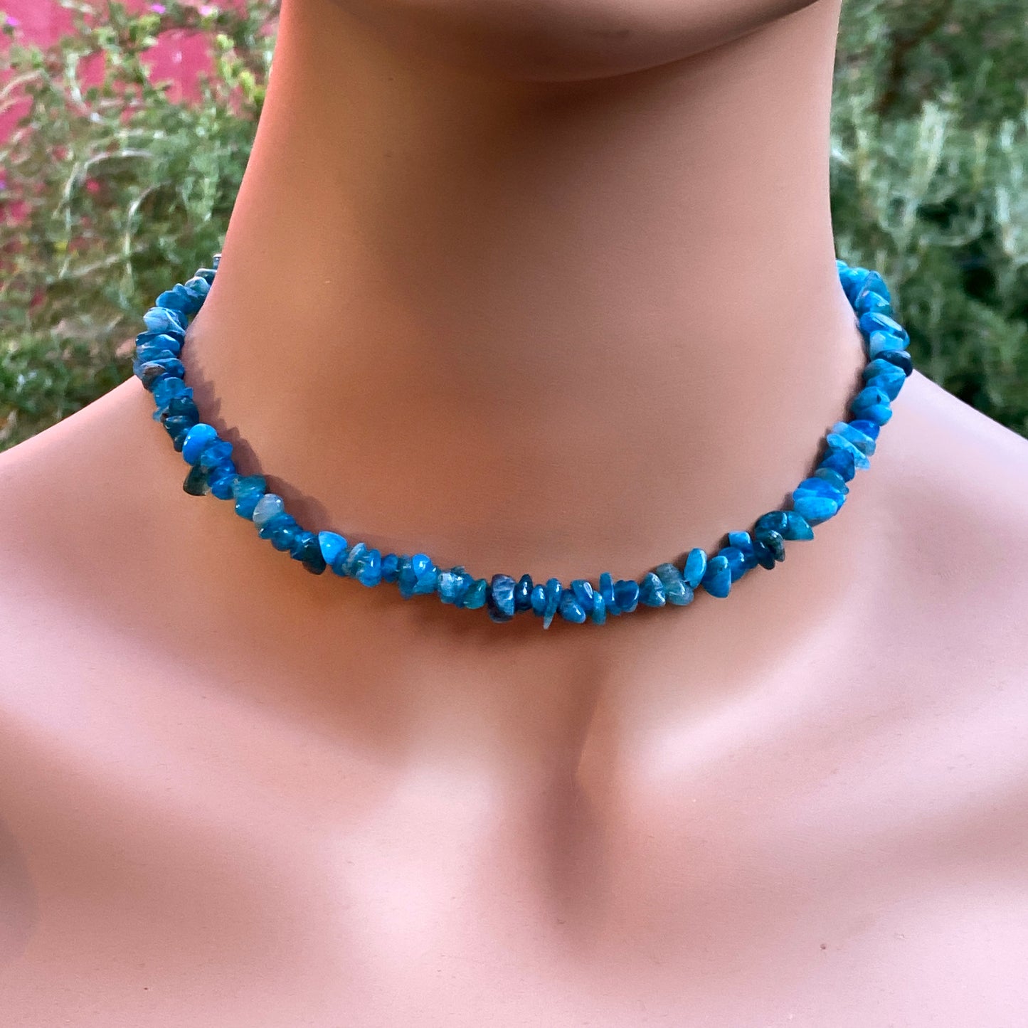 Blue apatite Chip choker necklace