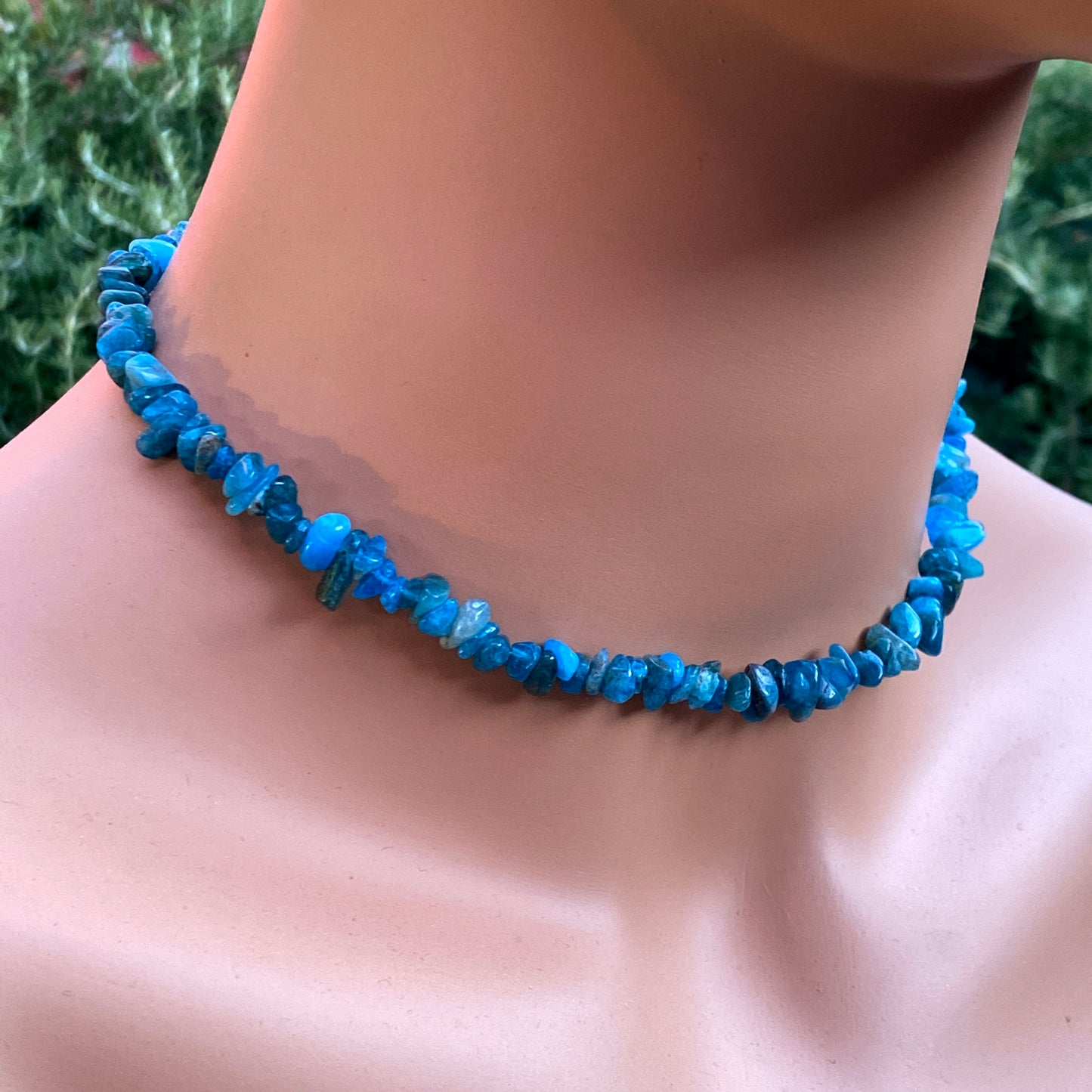 Blue apatite Chip choker necklace